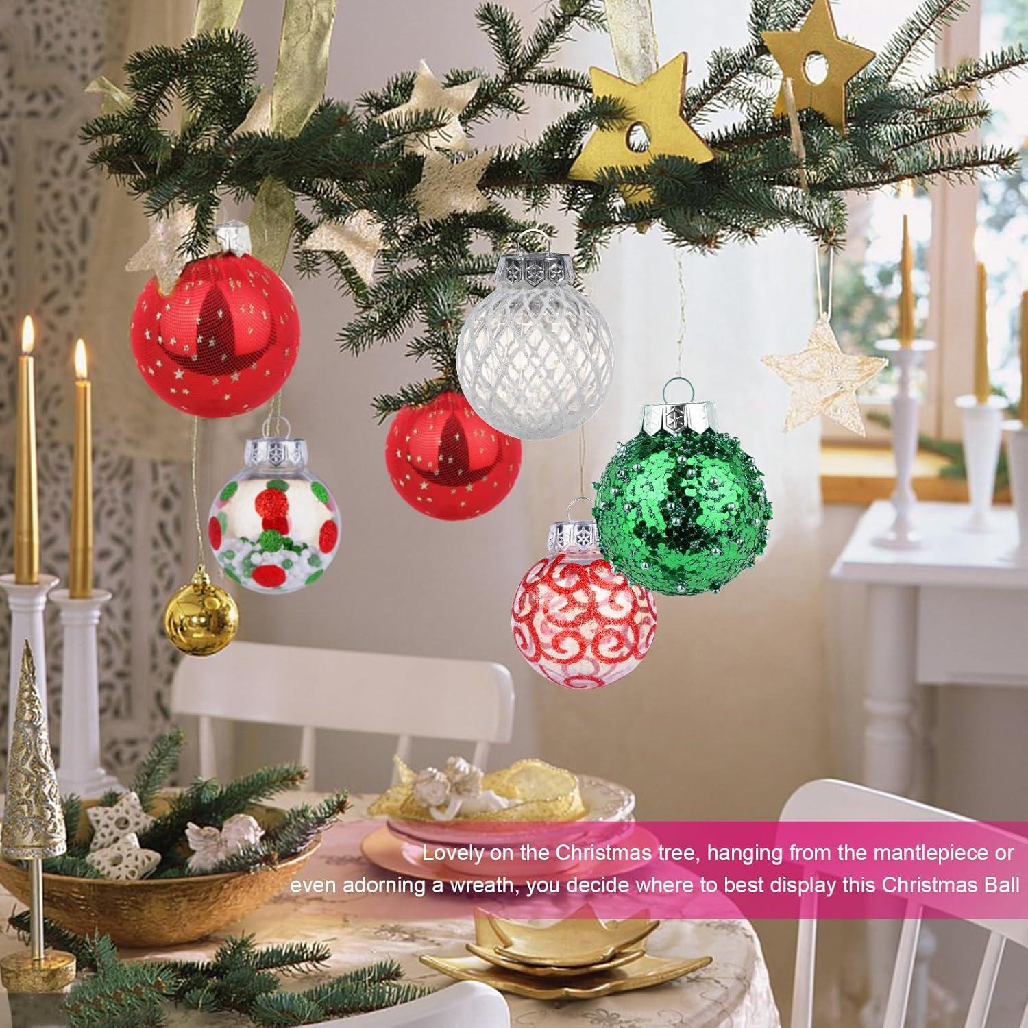 Christmas JoyMoreHome 25Pcs Christmas Tree Ball Ornaments 2.36" Red White Shatterproof Hanging Christmas Ball Ornaments for Xmas New Year Birthday Home Party Supplies