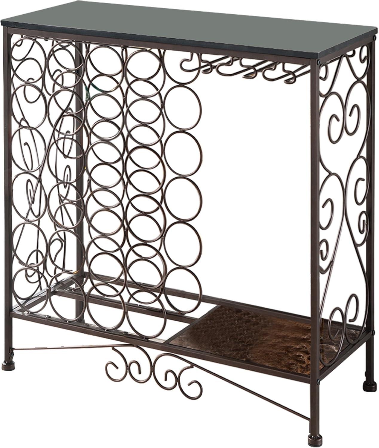 Kings Brand Furniture - Freestanding Wine Rack Table, Liquor Bar Cabinet with Wine Storage - Holds 24 Bottles and Glasses Holder