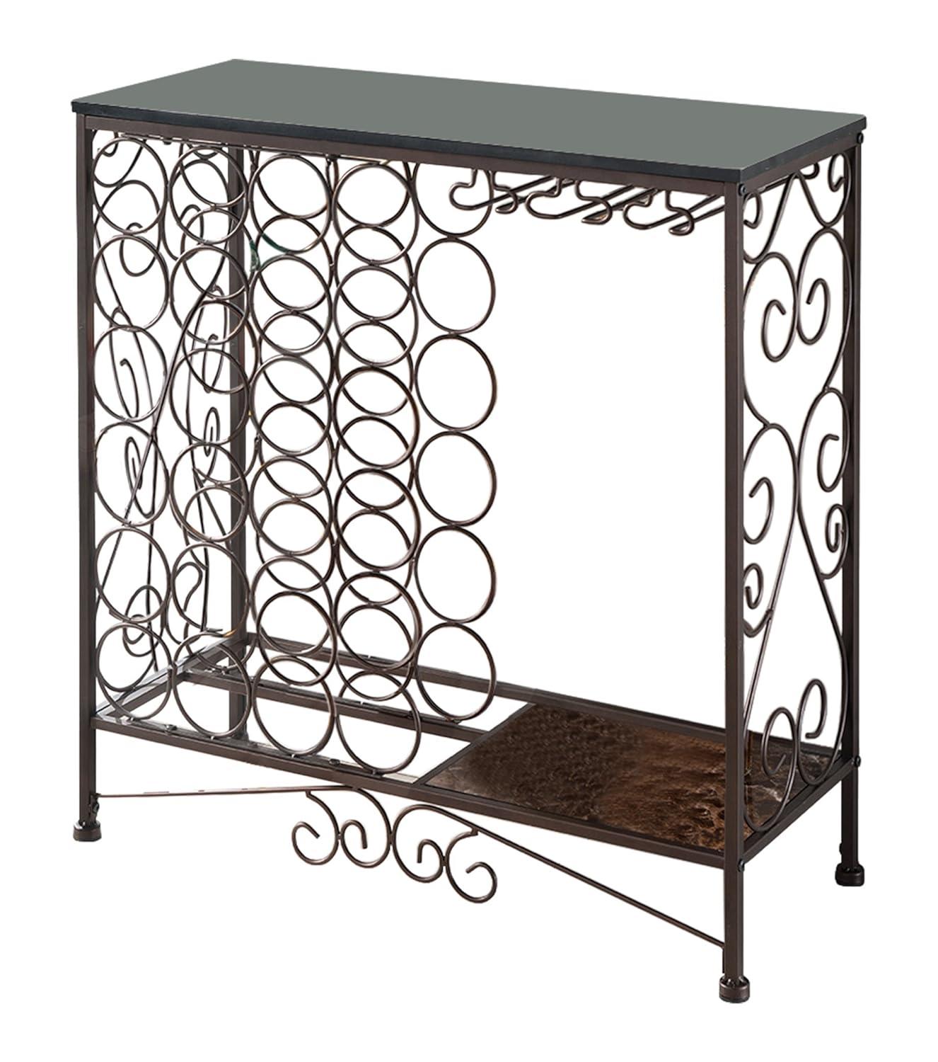 Kings Brand Furniture - Freestanding Wine Rack Table, Liquor Bar Cabinet with Wine Storage - Holds 24 Bottles and Glasses Holder