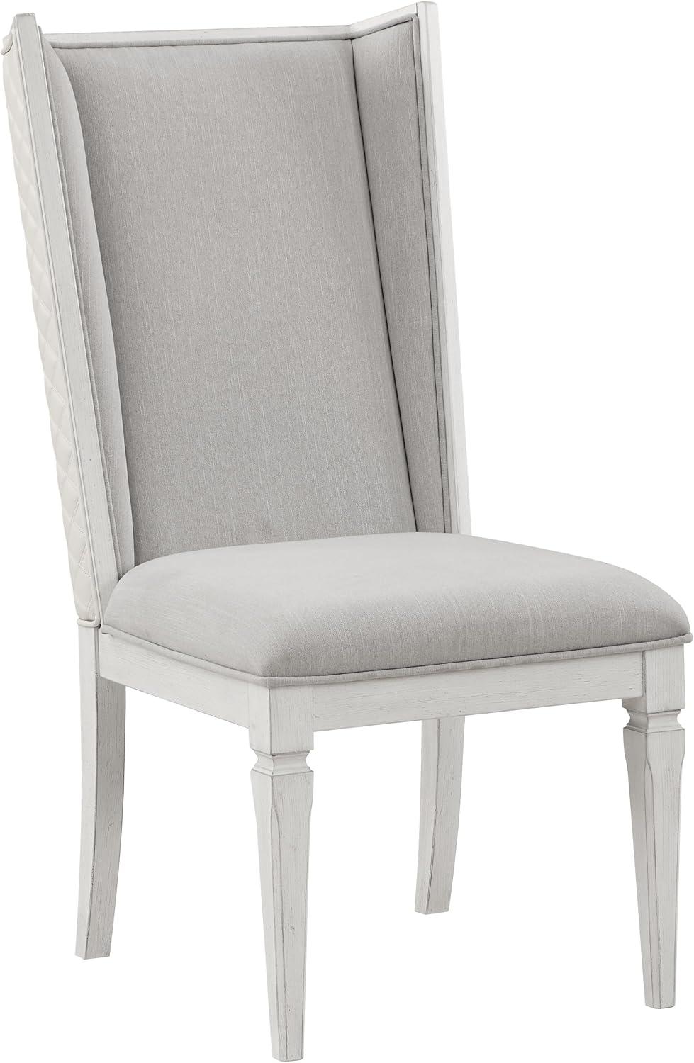 22.25" Katia Dining Chair Light Gray Linen and Weathered White Finish - Acme Furniture