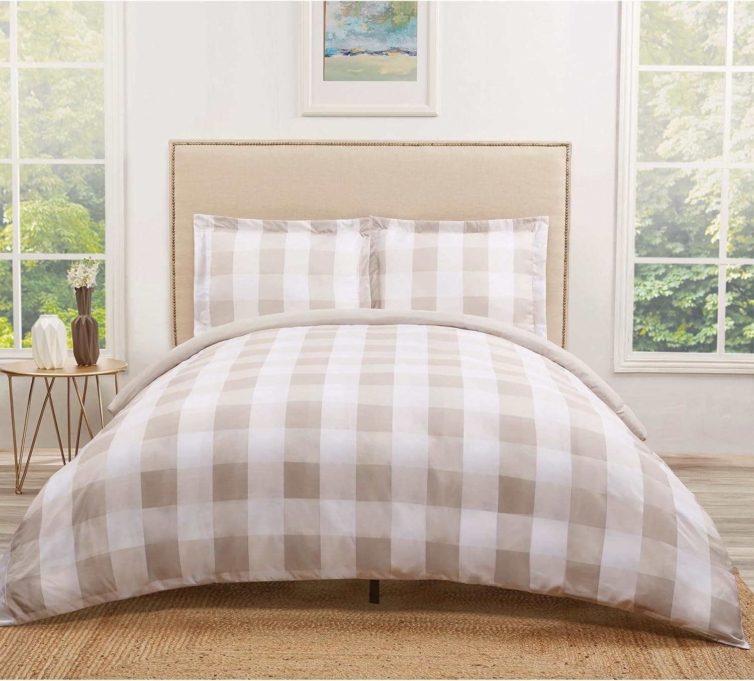 TRULY SOFT Everyday Buffalo Plaid Khaki Twin XL Duvet Set