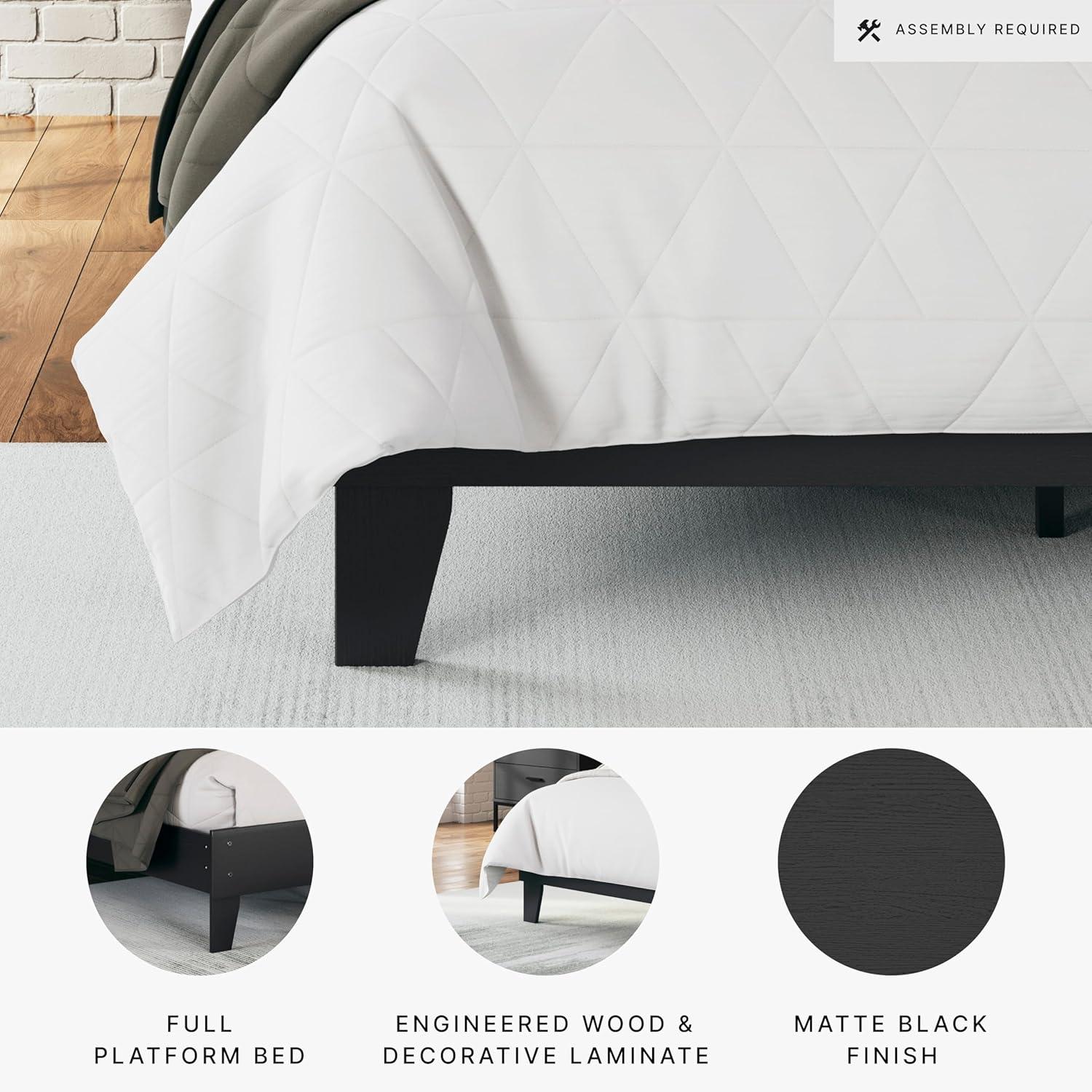 Full Piperton Platform Bed Black - Signature Design by Ashley: Modern Style, MDF Frame, No Box Spring Needed