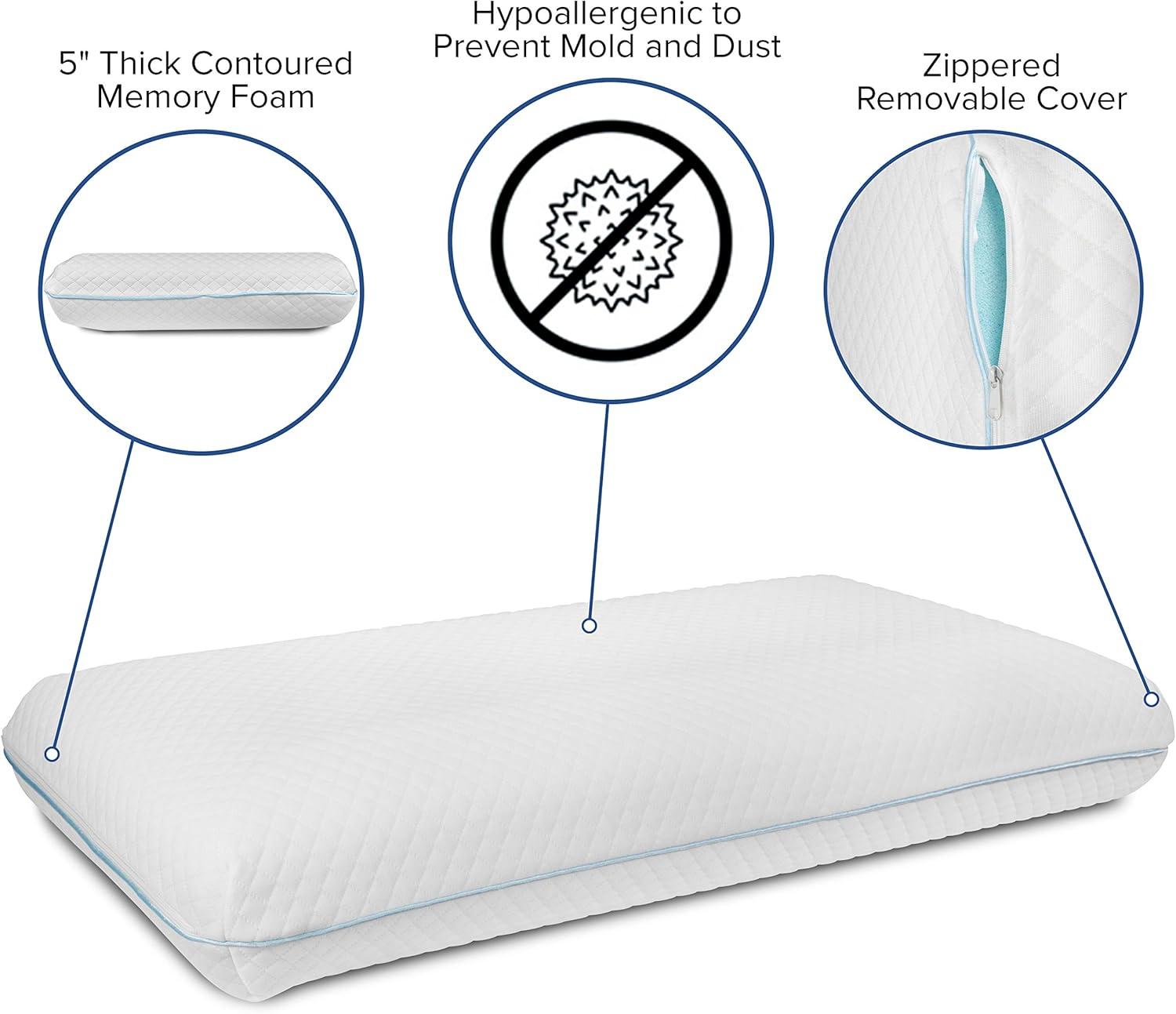 Hypoallergenic Queen Memory Foam Cooling Gel Pillow