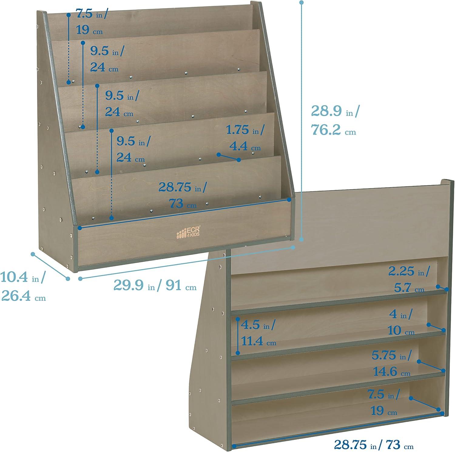 ECR4Kids Birch Streamline Book Display Stand, Kids Wooden Book Rack, Forward Facing Bookshelf