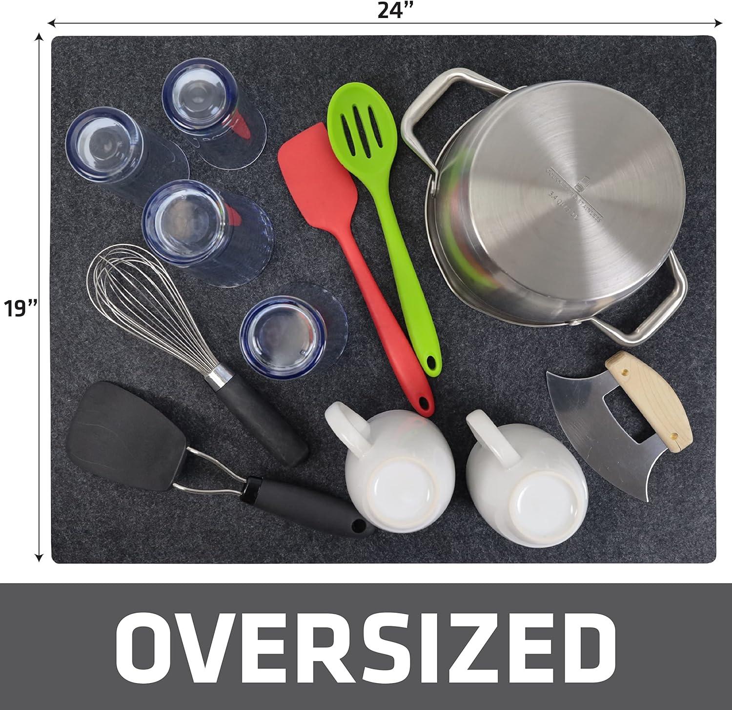 Drymate Low-Profile Dish Drying Mat, Drip Pad For Kitchen Counter - Thin/Absorbent/Waterproof/Easy To Clean