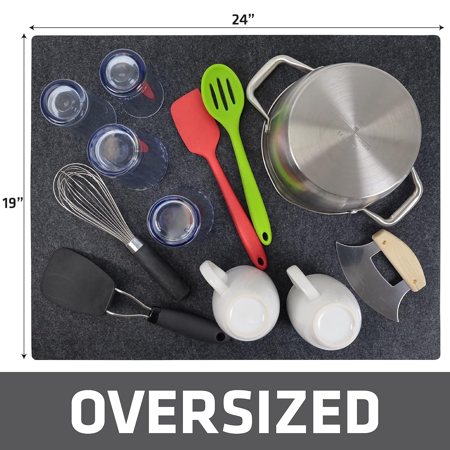 Drymate Low-Profile Dish Drying Mat, Drip Pad For Kitchen Counter - Thin/Absorbent/Waterproof/Easy To Clean