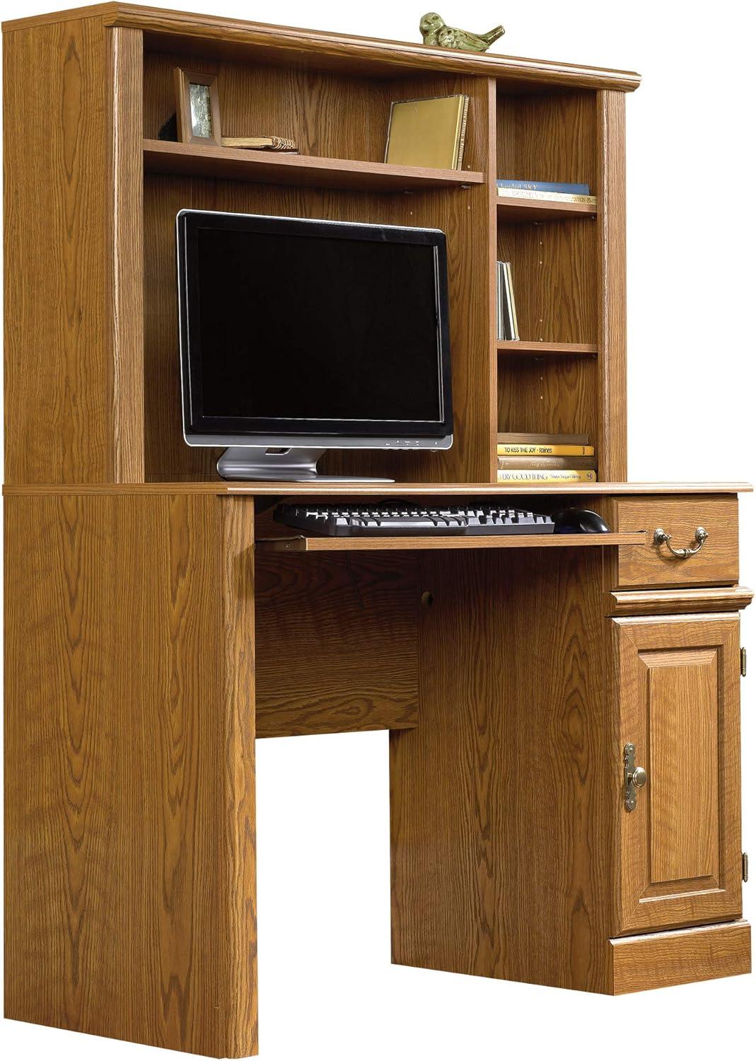 Orchard Hills Computer Desk with Hutch Gray - Sauder: Home Office Workstation, MDF Build, Modern Style