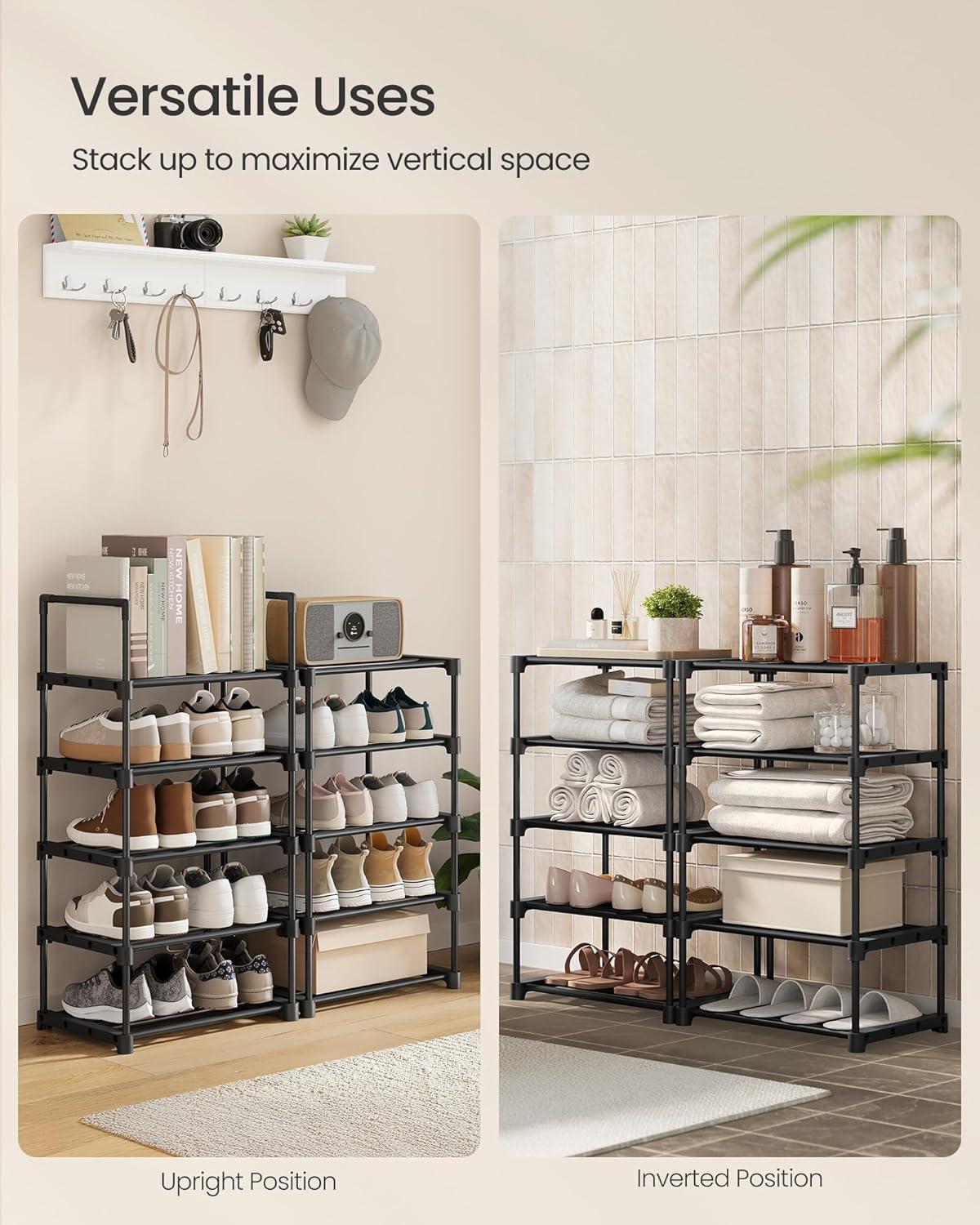 Shoe Rack, 10 Tier Shoe Organizer, Metal Shoe Storage Shelf for 20 Pairs of Shoes, Easy to Assemble, Entryway