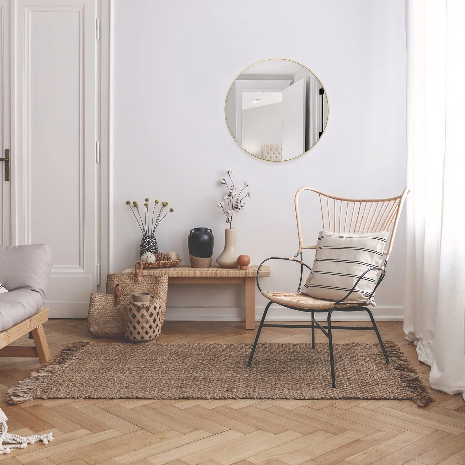 Design House Kenna Round Wall Mirror with Gold Metal Frame-24-inch