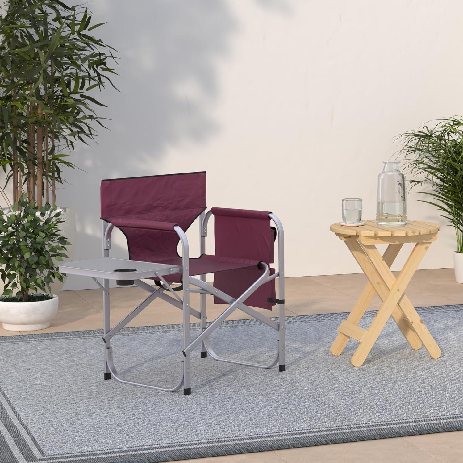 Ming's Mark SL-1204-BURGUNDY Stylish Camping Folding Director Chair - Burgundy