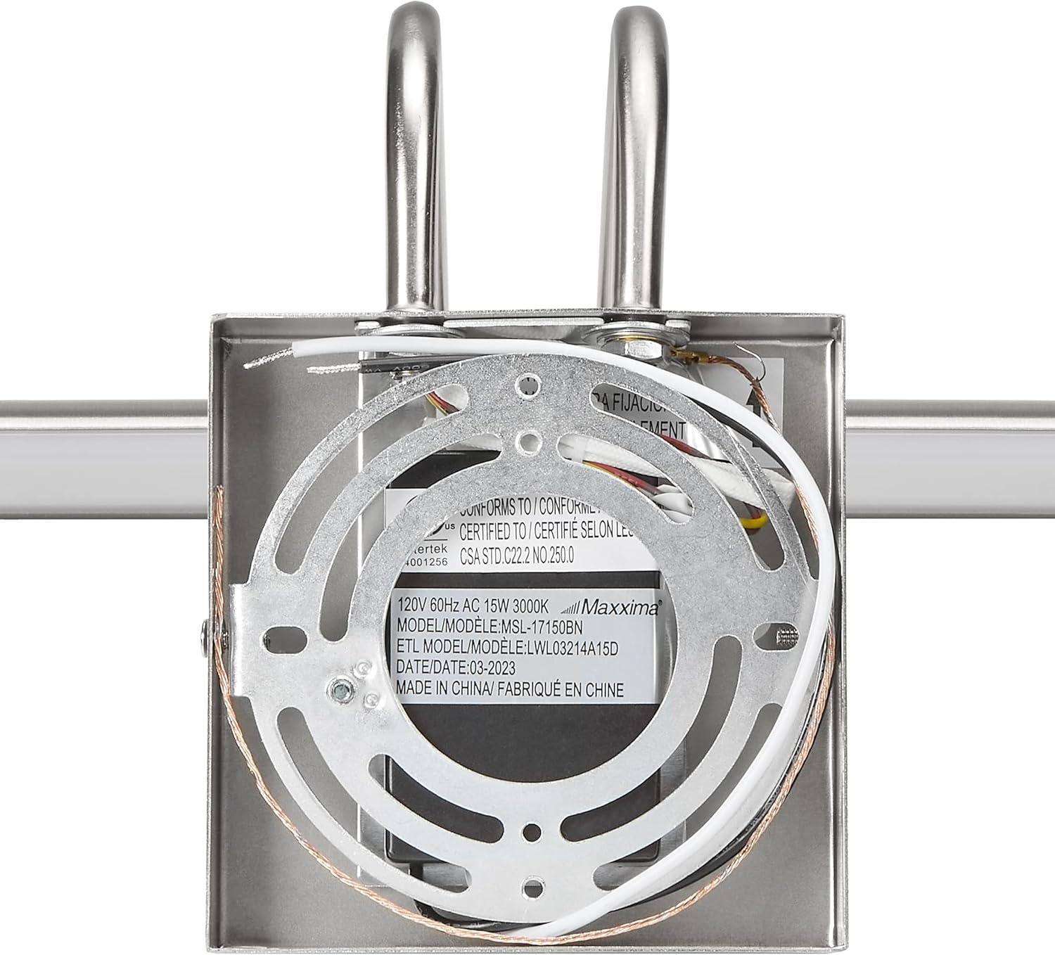 Maxxima 17 in. LED Picture Light w/ Brushed Nickel Finish, 1000 Lumens, 3000K Warm White, Hardwired Integrated LED Display Wall Light