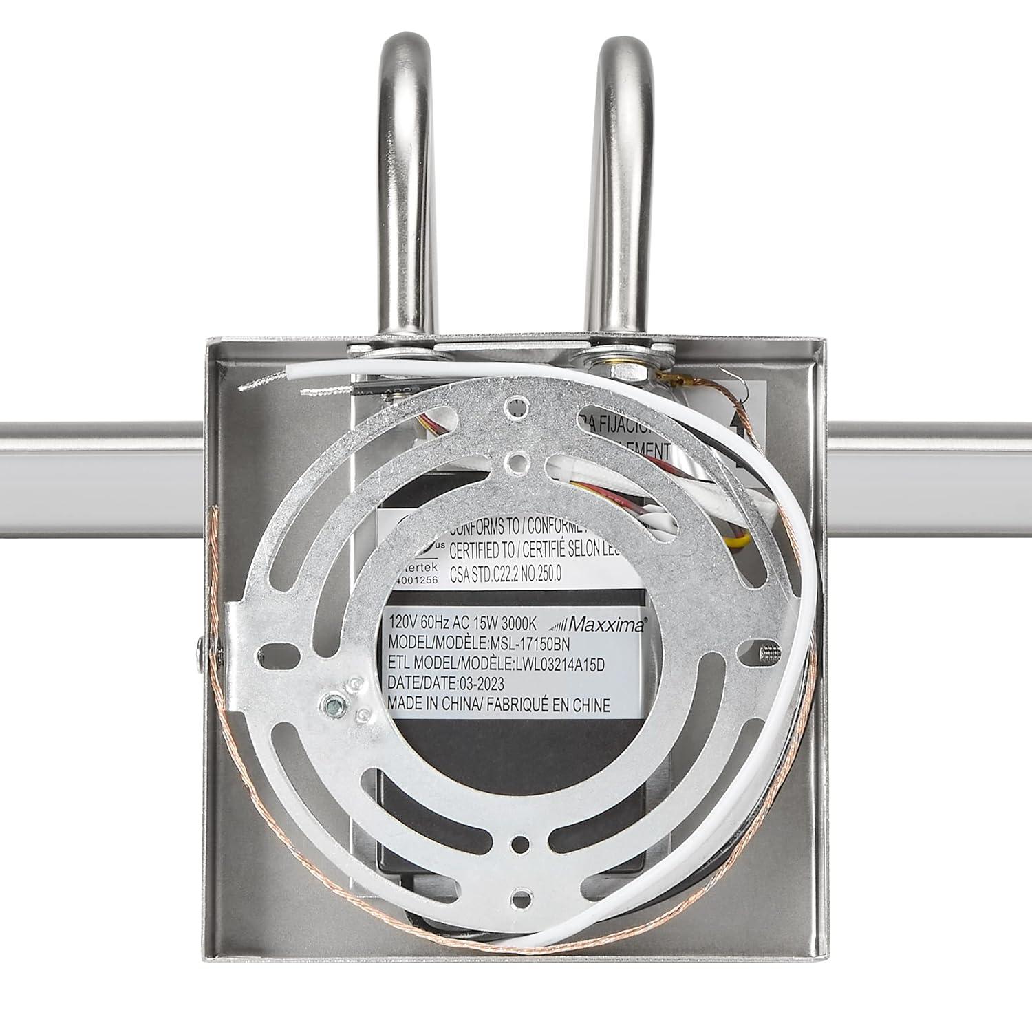 Maxxima 17 in. LED Picture Light w/ Brushed Nickel Finish, 1000 Lumens, 3000K Warm White, Hardwired Integrated LED Display Wall Light