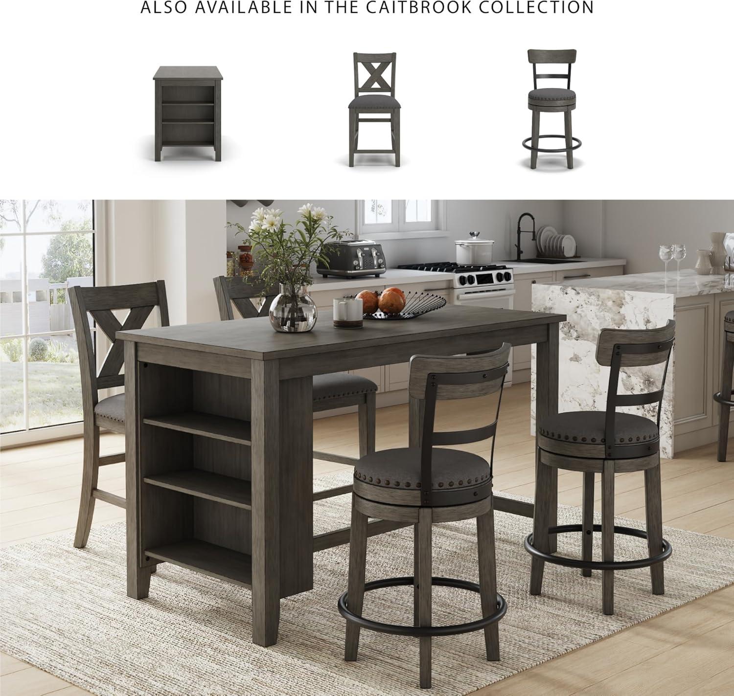 Caitbrook Counter Height Barstool Gray - Signature Design by Ashley: Polyester Upholstery, Nailhead Trim, Swivel Seat