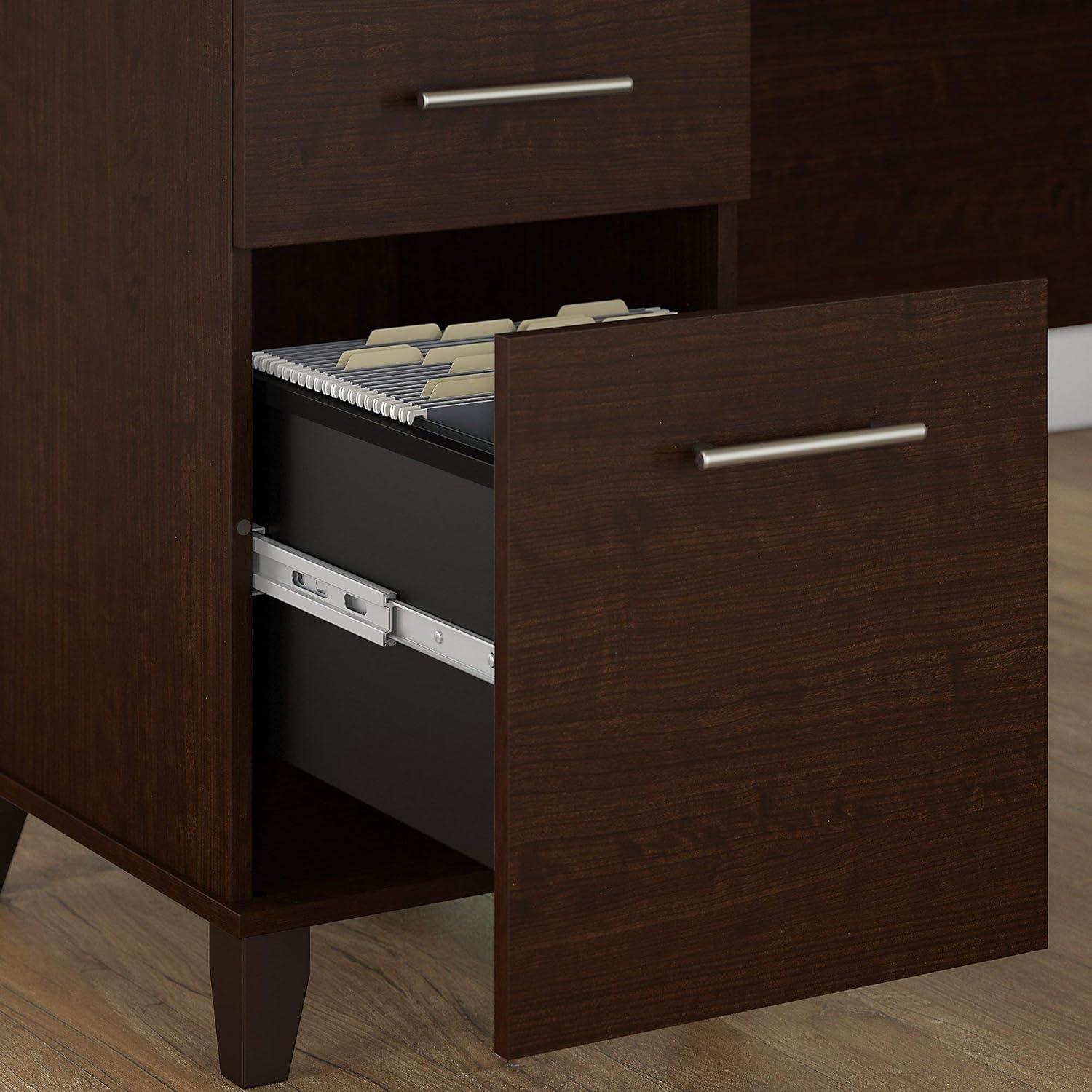 Bush Furniture Somerset 72W Wood Office Desk with Hutch in Mocha Cherry