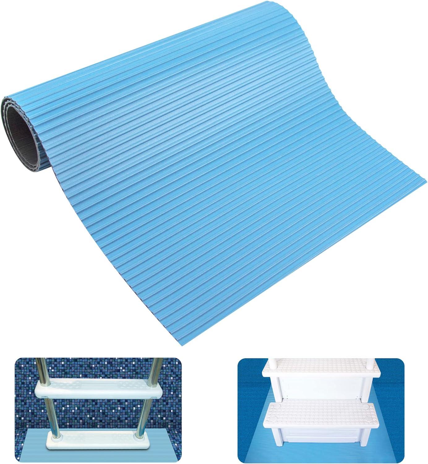 HYDROTOOLS By SWIMLINE Original 9" x 36" Ladder Mat, Non Slip Mat Pool Liner Protector for Above Ground Pools, Durable Ribbed Texture