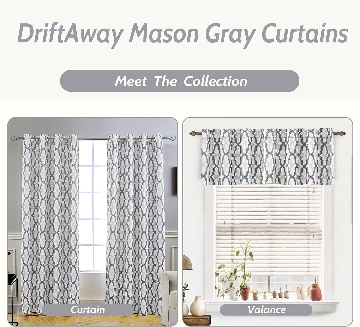 DriftAway Mason Thermal Blackout Grommet Window Curtains Geometric Trellis Pattern 2 Panels
