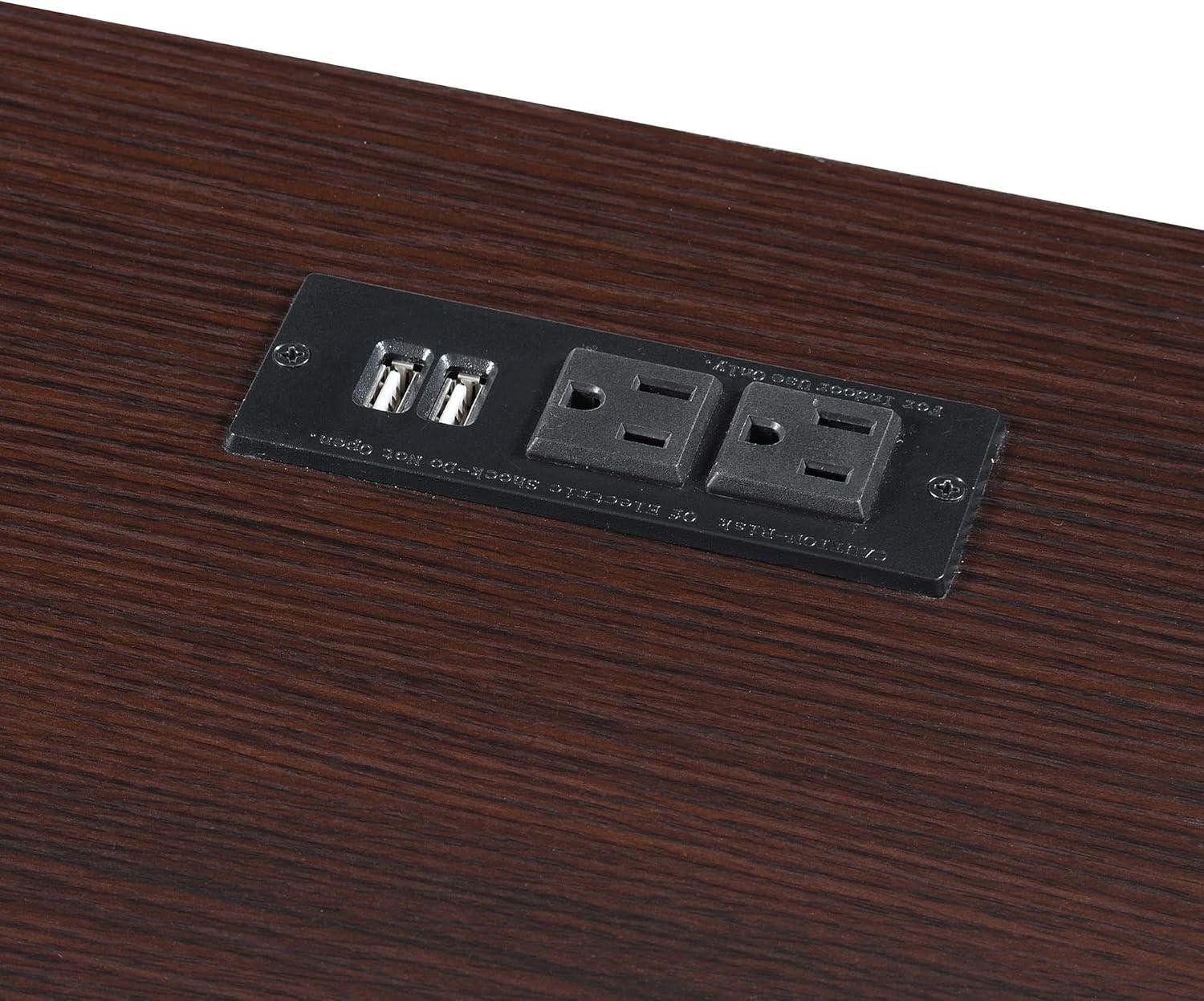 Convenience Concepts Designs2Go 29.25" Trestle Desk w Charging Station & Shelves, Espresso, All Ages