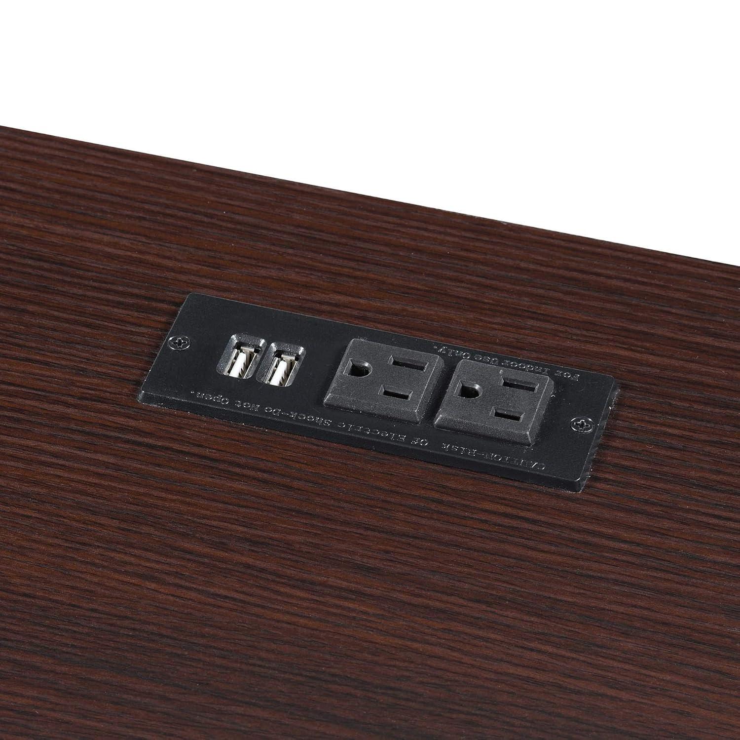 Convenience Concepts Designs2Go 29.25" Trestle Desk w Charging Station & Shelves, Espresso, All Ages