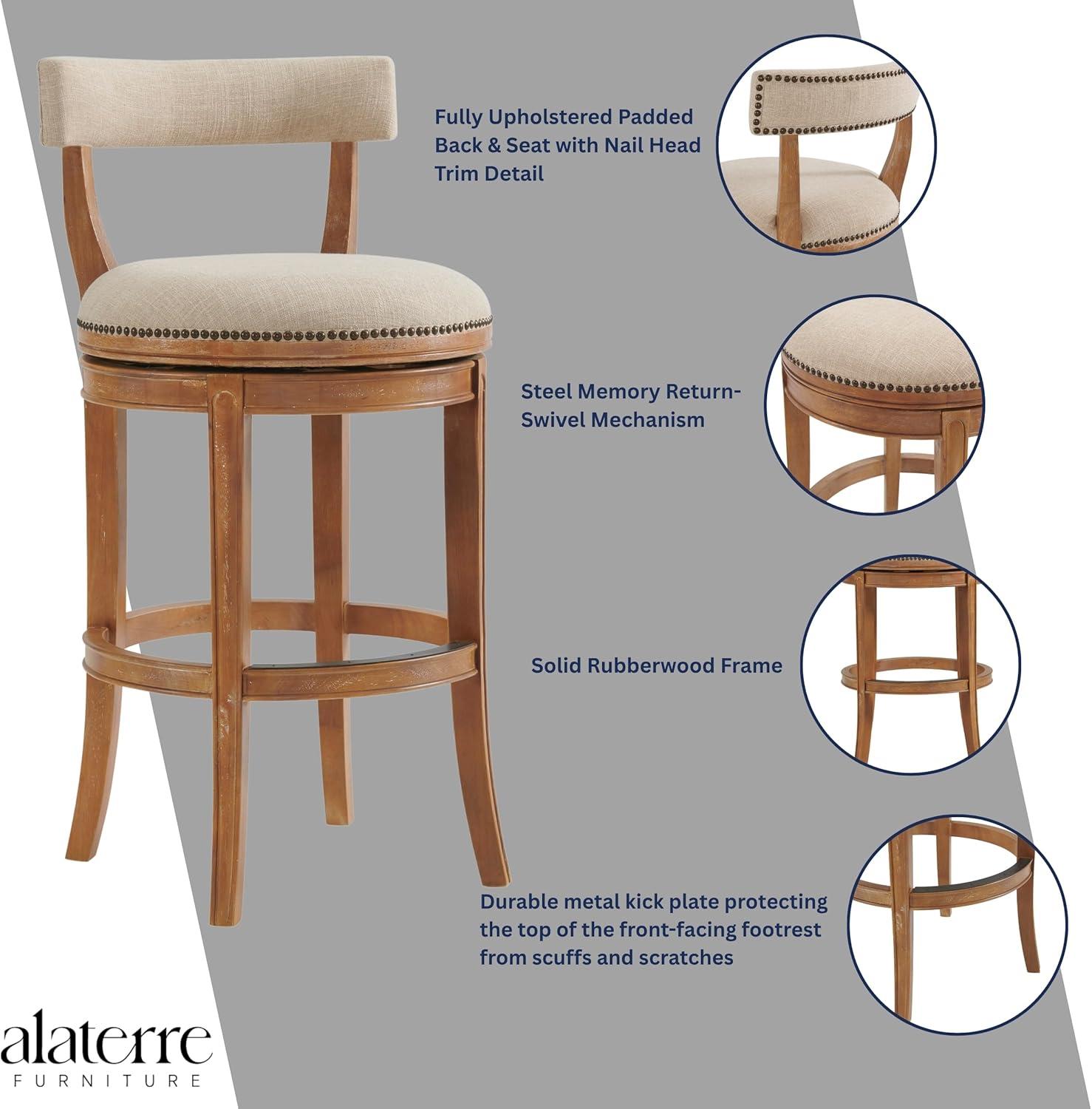 Hanover Solid Rubber Wood Swivel Counter And Bar Stool