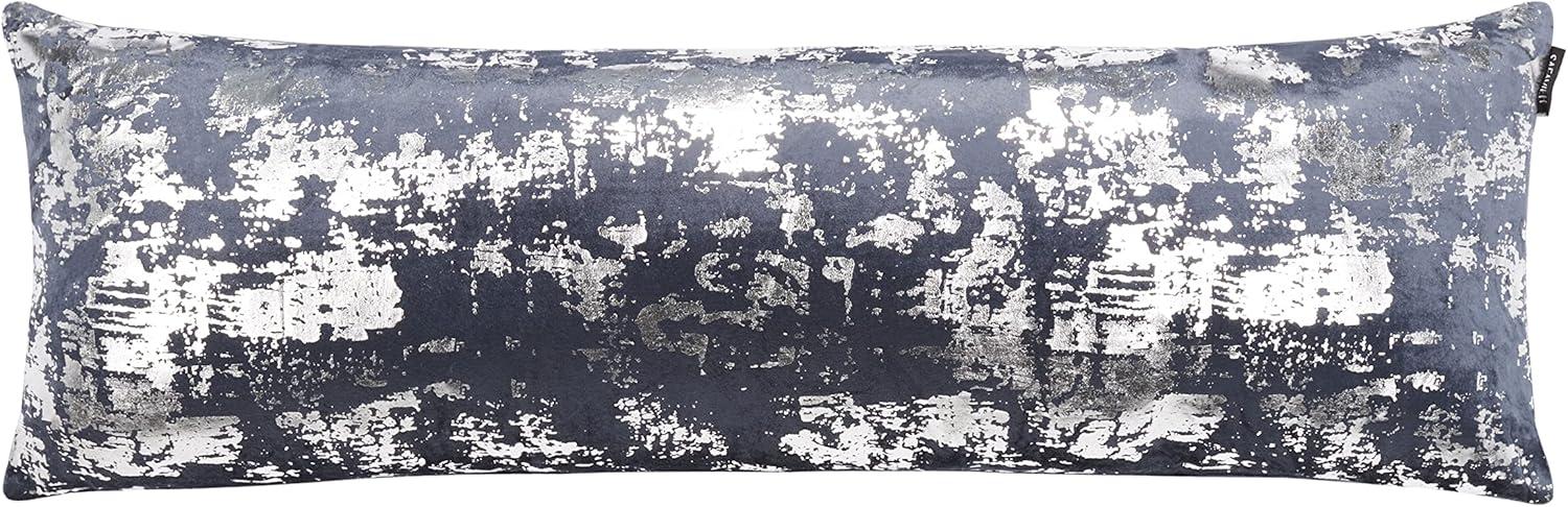 SAFAVIEH Edmee Abstract Pillow, 18" x 18", Midnight Blue/Silver