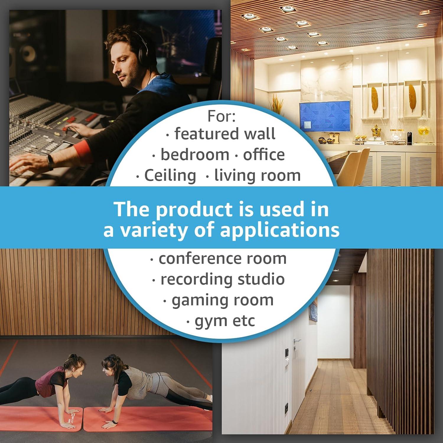 Art3d 2-Pack 108" x 12" Acoustic Wood Panels for Wall, Soundproof Wood Slat Panel for Wall and Ceiling, 3D Fluted Sound Absorbing Paneling for Interior Wall Decor, Living Room, Bedroom - Peach