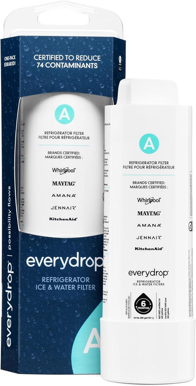 everydrop Refrigerator Replacement Water Filter A EDRARXD1: Whirlpool, Reduces Odors, Filters Lead & Bacteria, Green