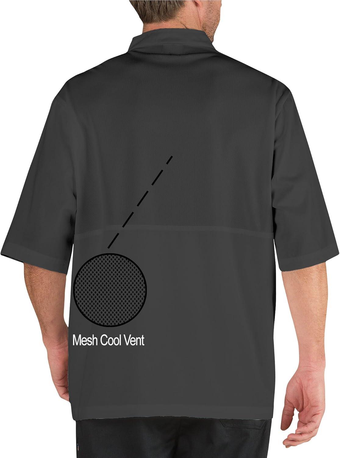 ChefCode Lightweight Cool Breeze Chef Coat Short Sleeve with Mesh Inlay Charcoal XS