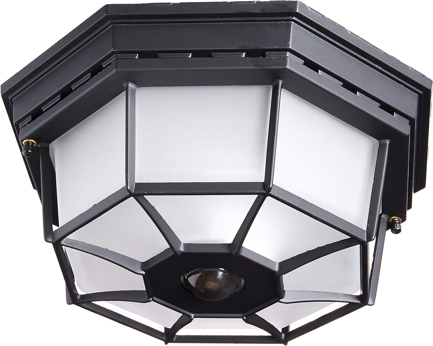 Black Octagonal Motion-Activated DualBrite Outdoor Ceiling Light