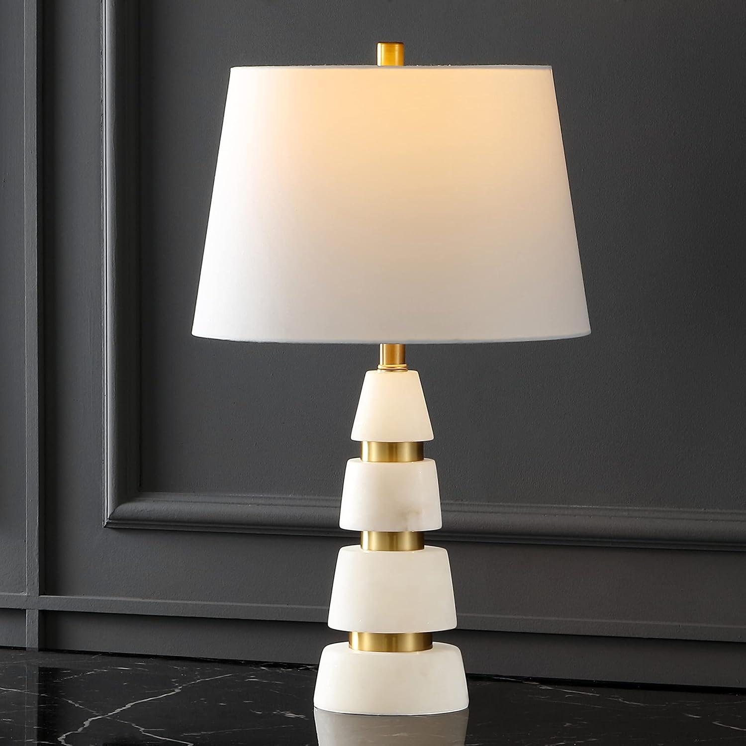 White and Gold Alabaster 25-inch Table Lamp