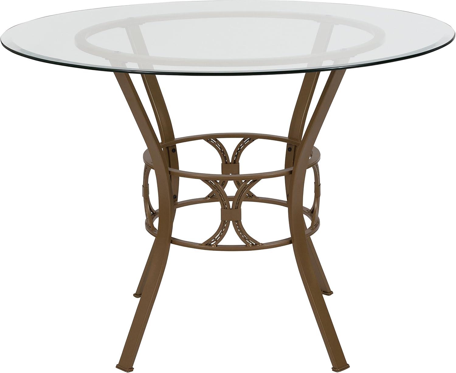 Flash Furniture Carlisle 42'' Round Glass Dining Table with Matte Gold Metal Frame