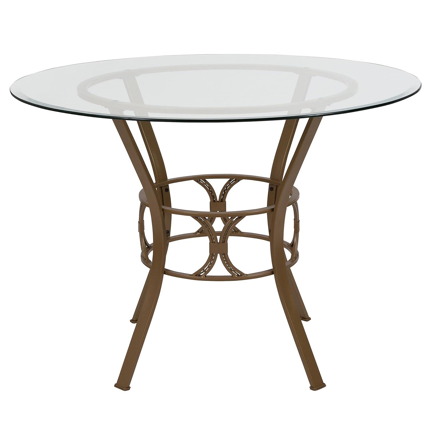 Flash Furniture Carlisle 42'' Round Glass Dining Table with Matte Gold Metal Frame