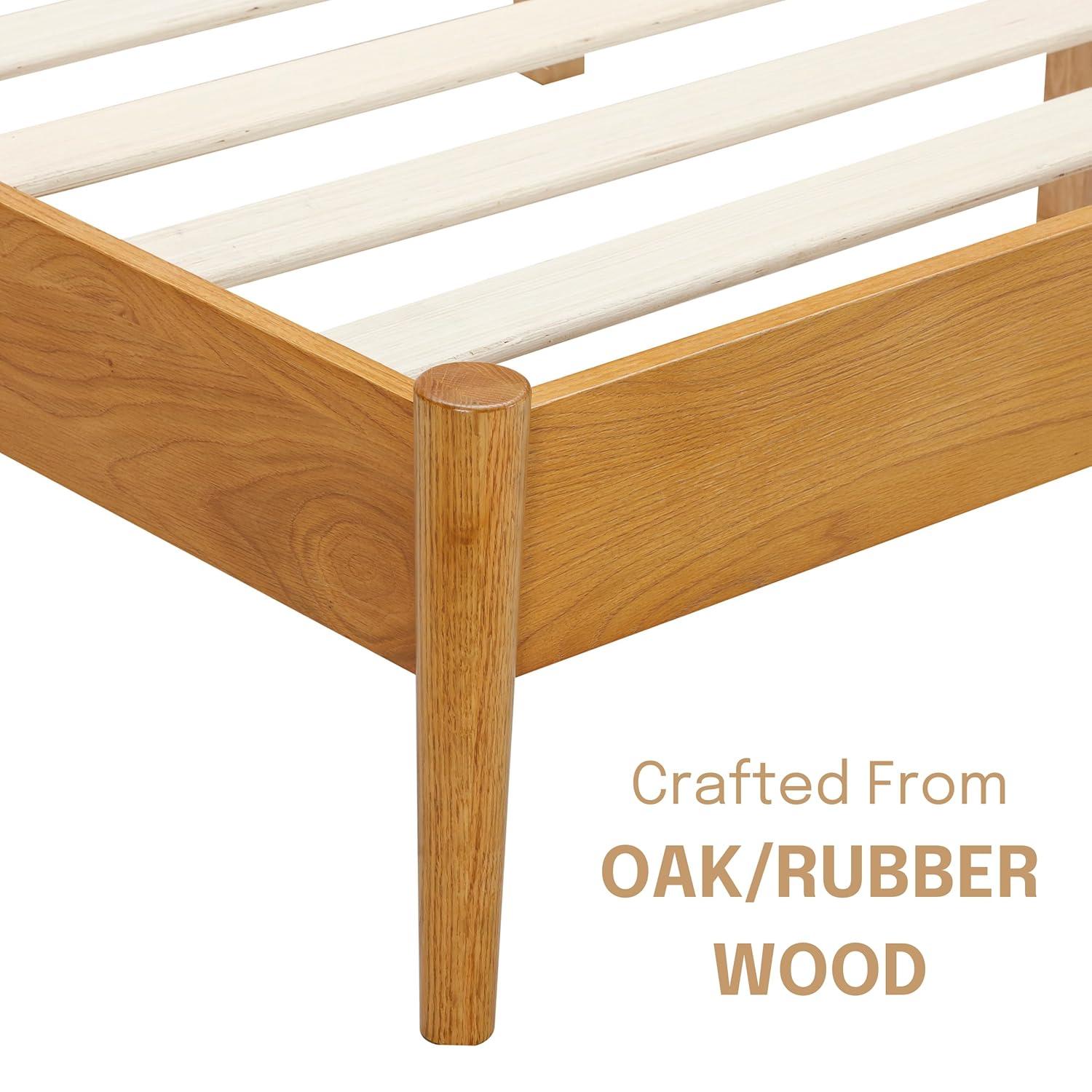 NTC Inno Solid Wood Bed Frame with Spindle Headboard and Silent Slats, 1000 lb Capacity