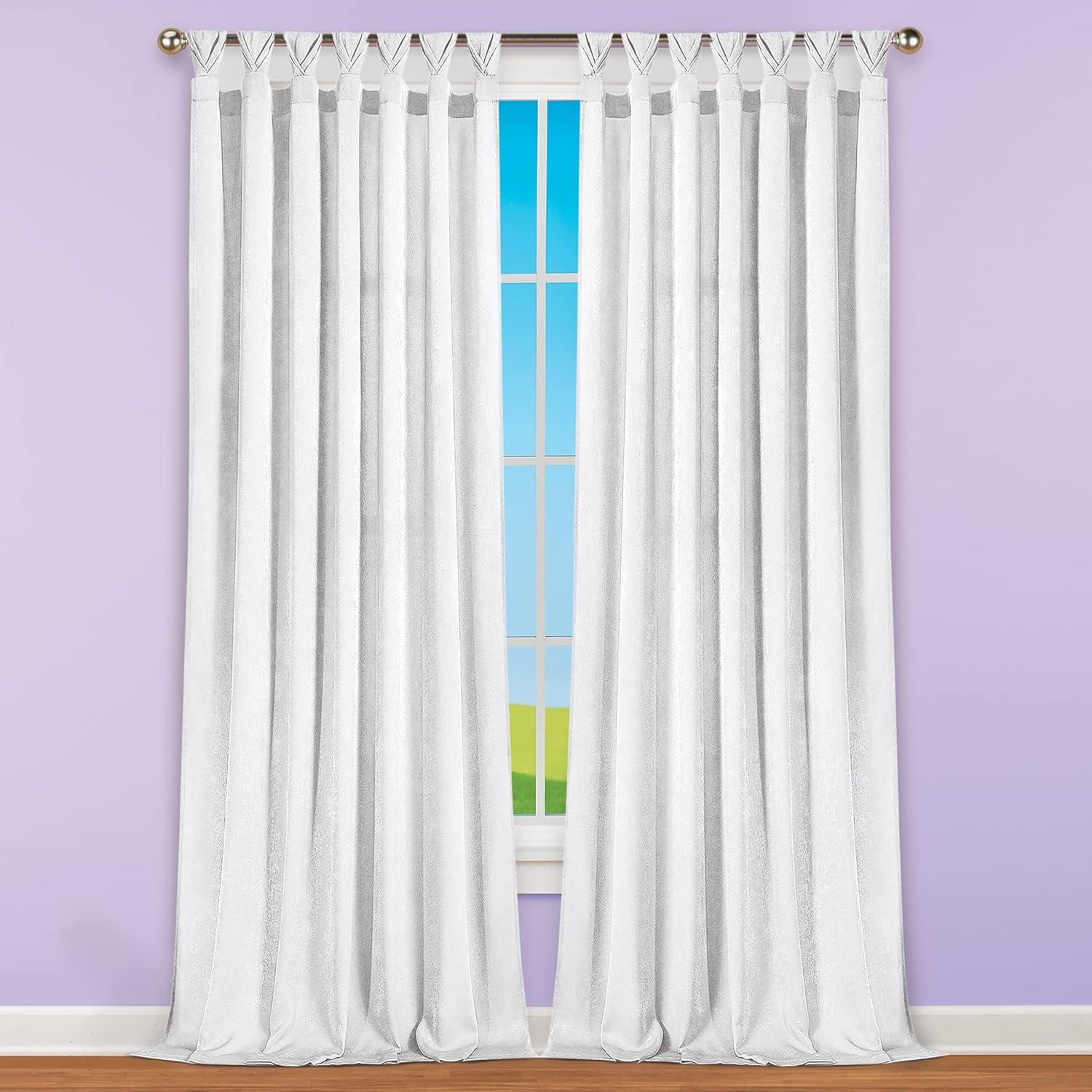 Achim Home Furnishing: Peri Window Curtain Panels with Tulip Tab Top, White, 52" x 84"