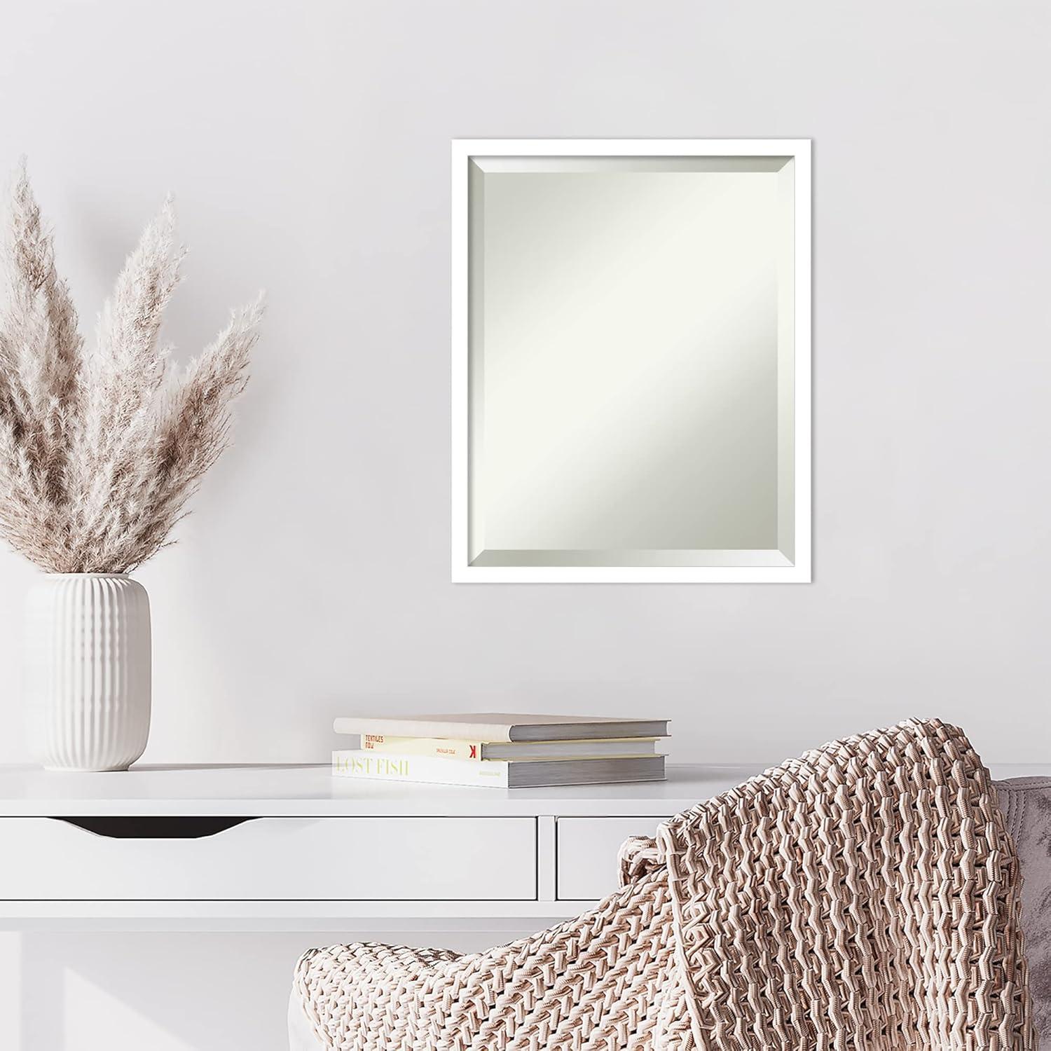 Amanti Art Svelte White Beveled Wood Wall Mirror 21.5 x 17.5 in.