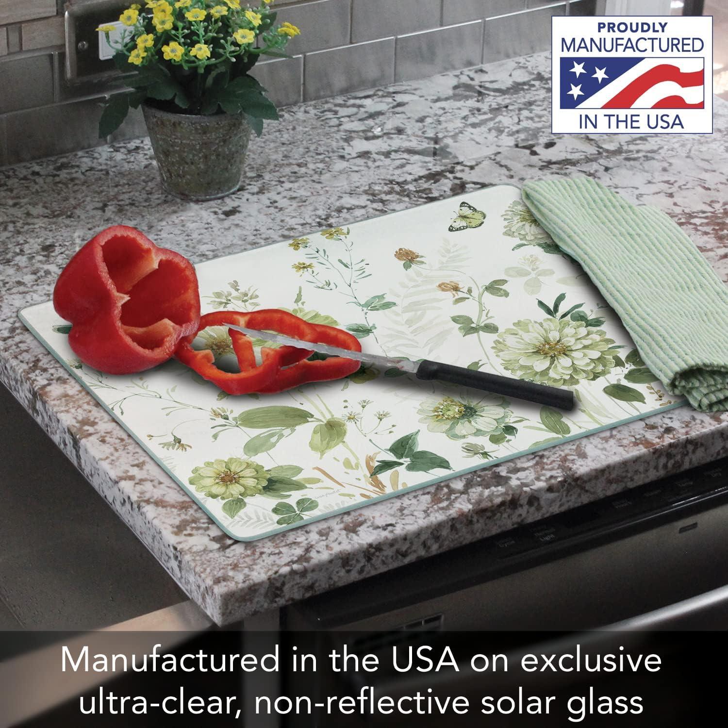 CounterArt Green Fields Tempered Glass Cutting Board