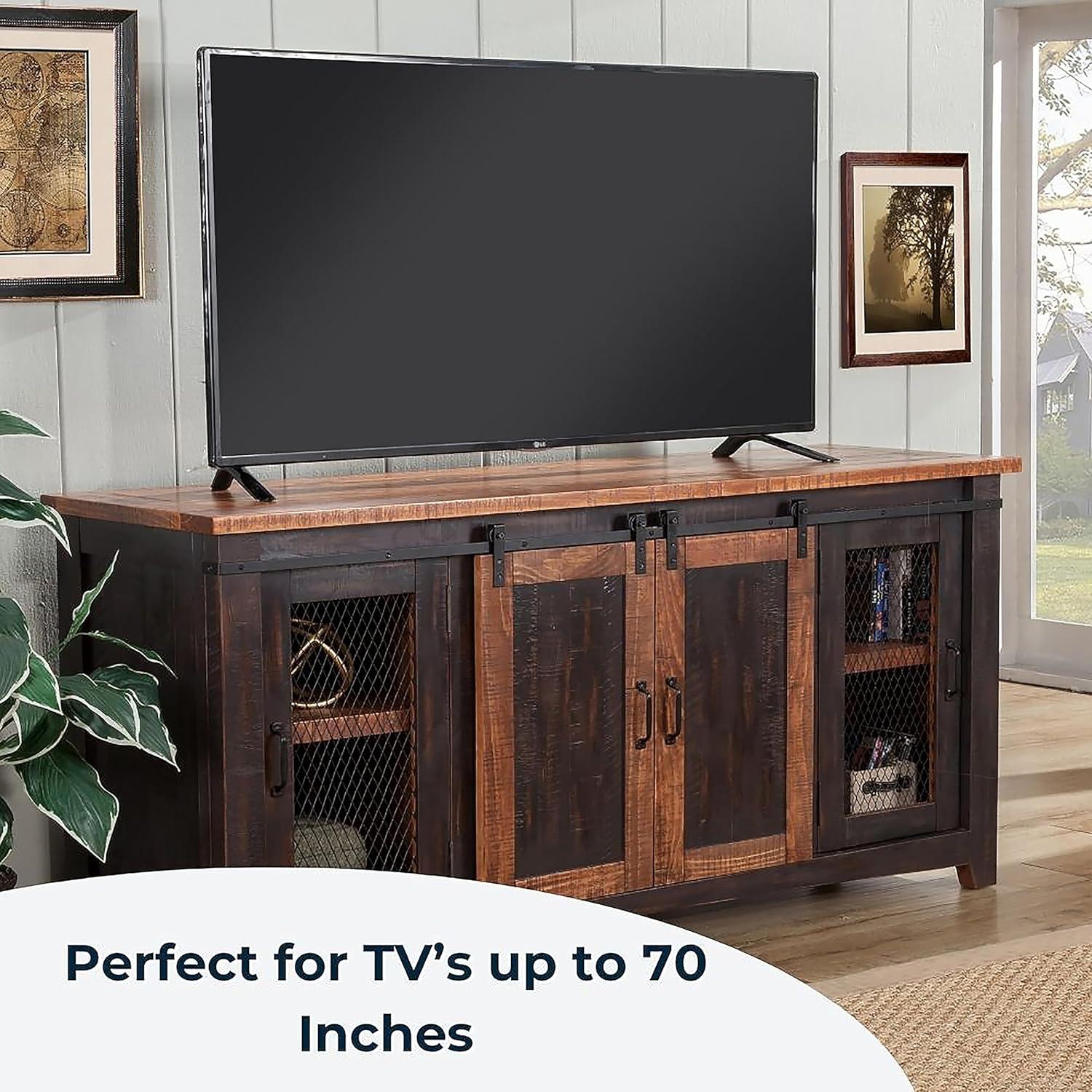 Santa Fe 65" Solid Wood TV Stand Antique Black and Honey - Martin Svensson Home