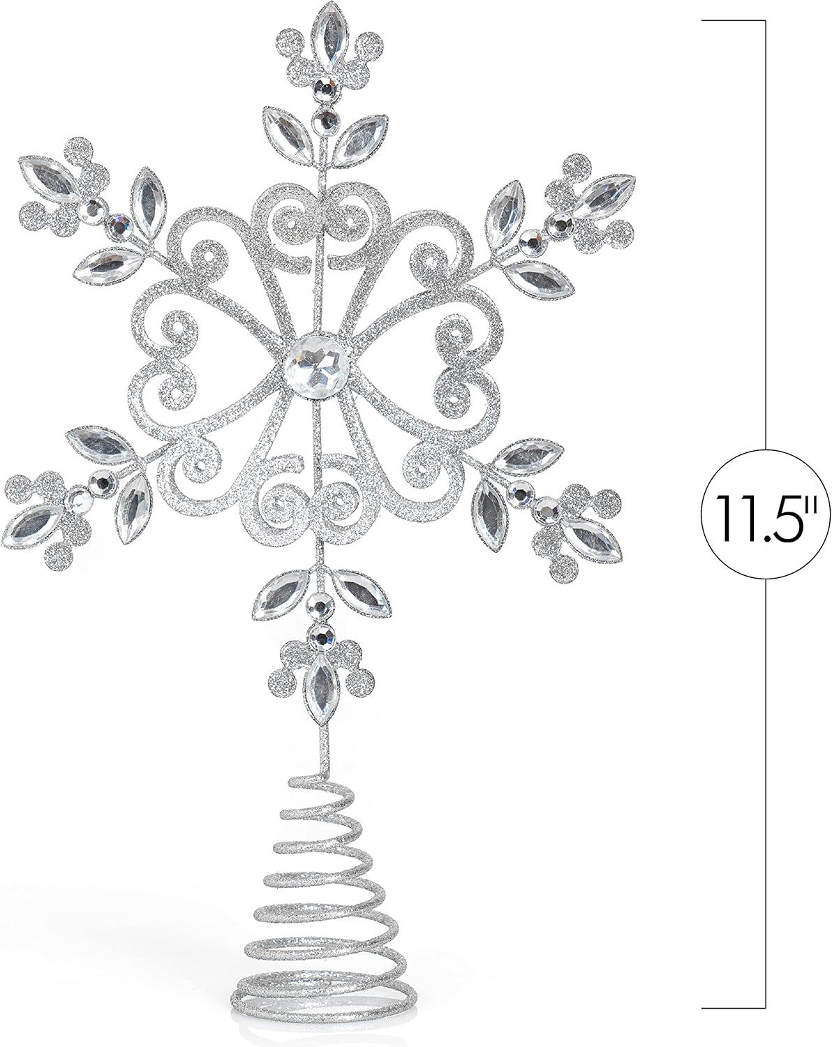 Ornativity Flower Snowflake Tree Topper - Silver