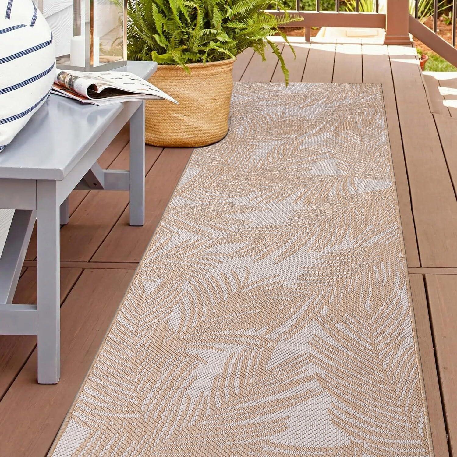 World Rug Gallery Contemporary Distressed Leaves Textured Flat Weave Indoor/Outdoor Area Rug