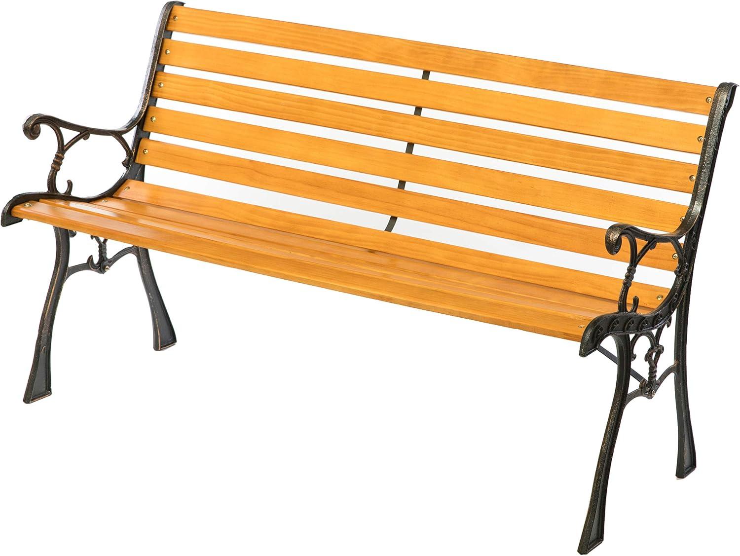 Kambrya Metal/Solid Wood Outdoor Bench