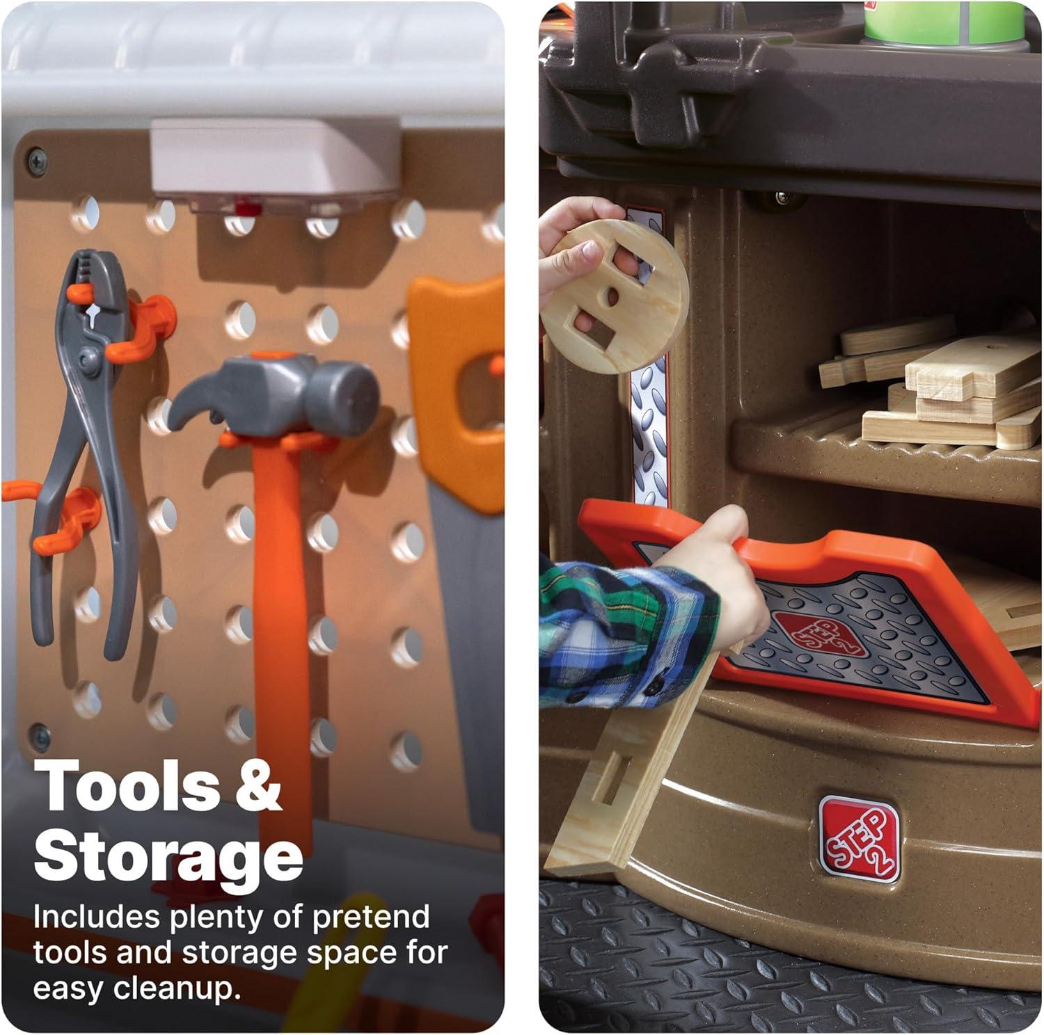 Step2 Step2 Big Builders Pro Plastic Indoor Preschool Workbench and Tool Set