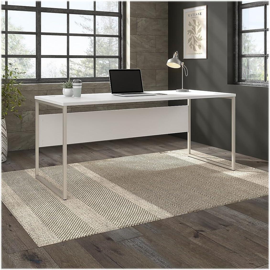 Hybrid 72W x 30D Computer Table Desk in White - Engineered Wood