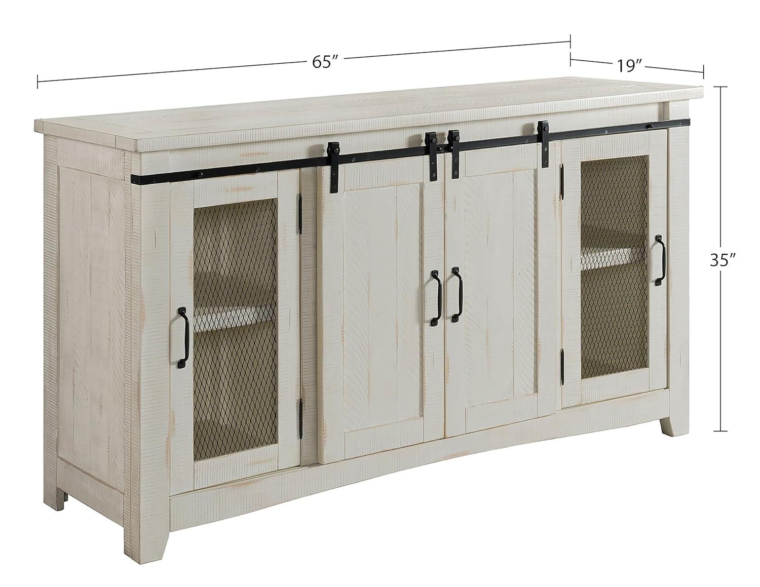 Martin Svensson Home Hampton Solid Wood TV Stand White Stain with Grey Stain Top