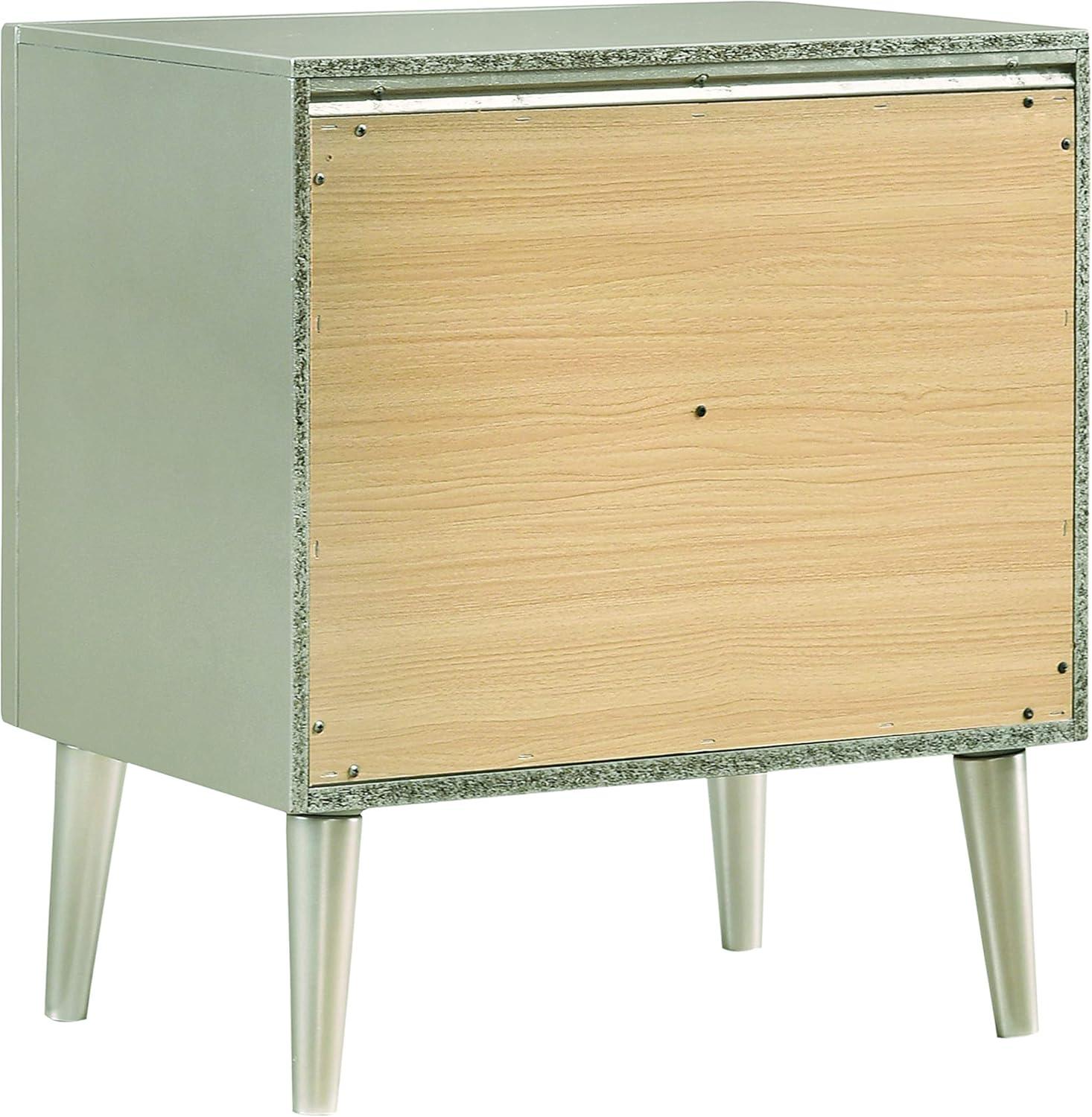 Ramon 2-drawer Nightstand Metallic Sterling