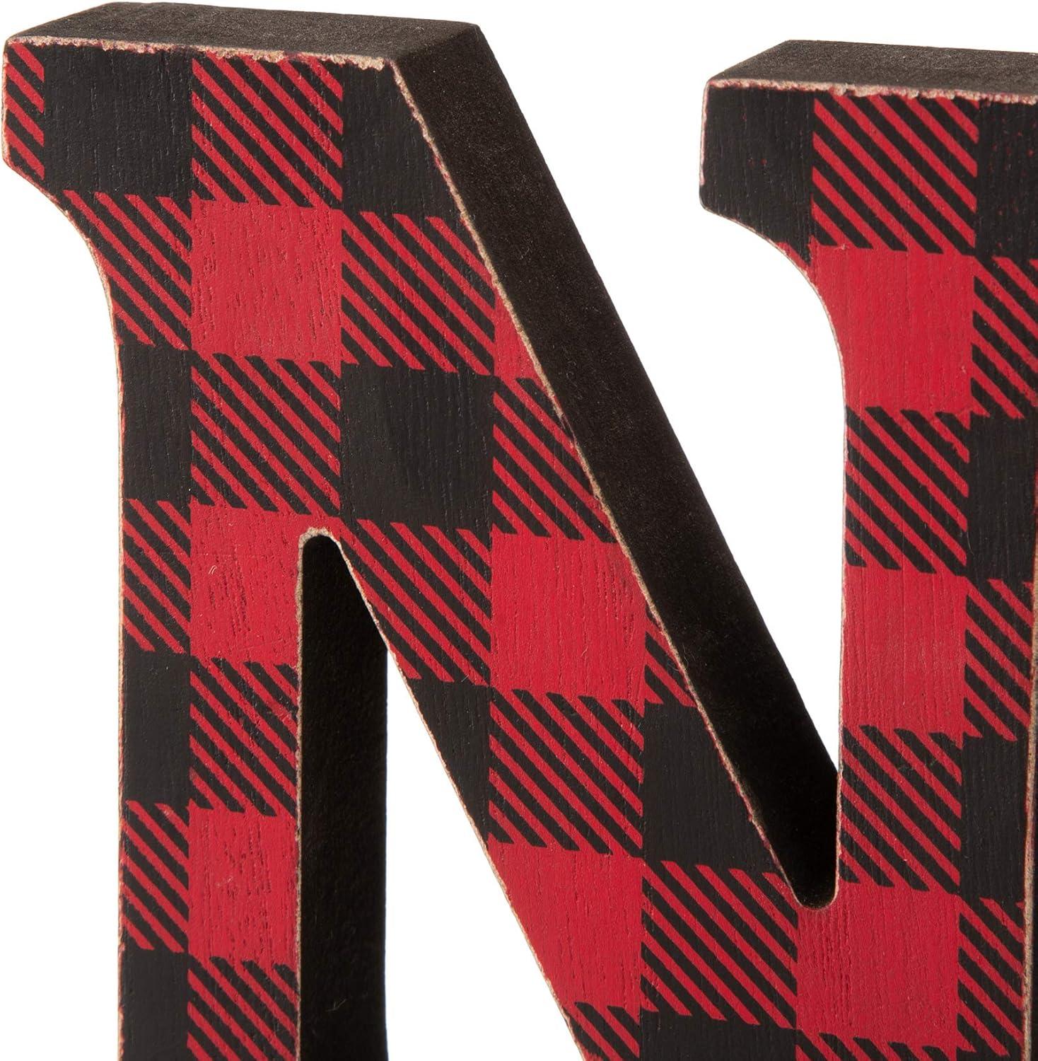 Red and Black Buffalo Plaid Noel Stocking Hanger Set