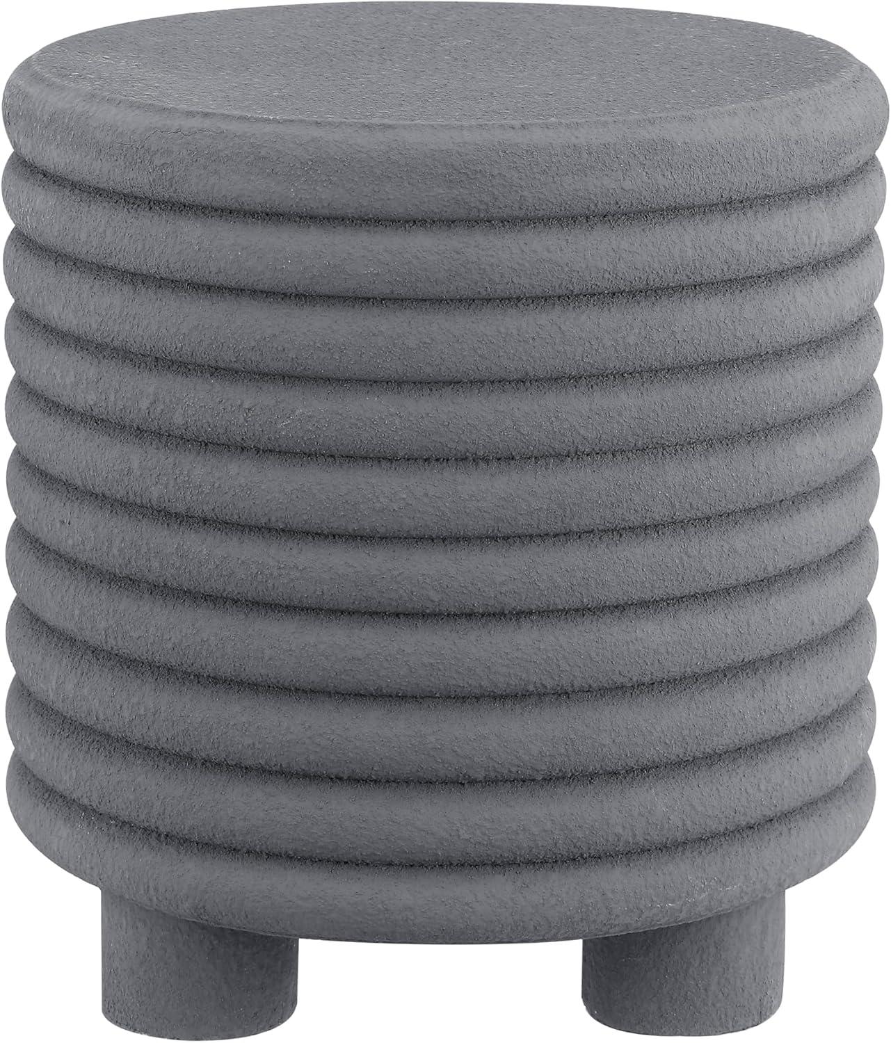 Evans 18" Minimalist Modern 3-Legged Drum Accent Table, Gray Frosted - JONATHAN Y