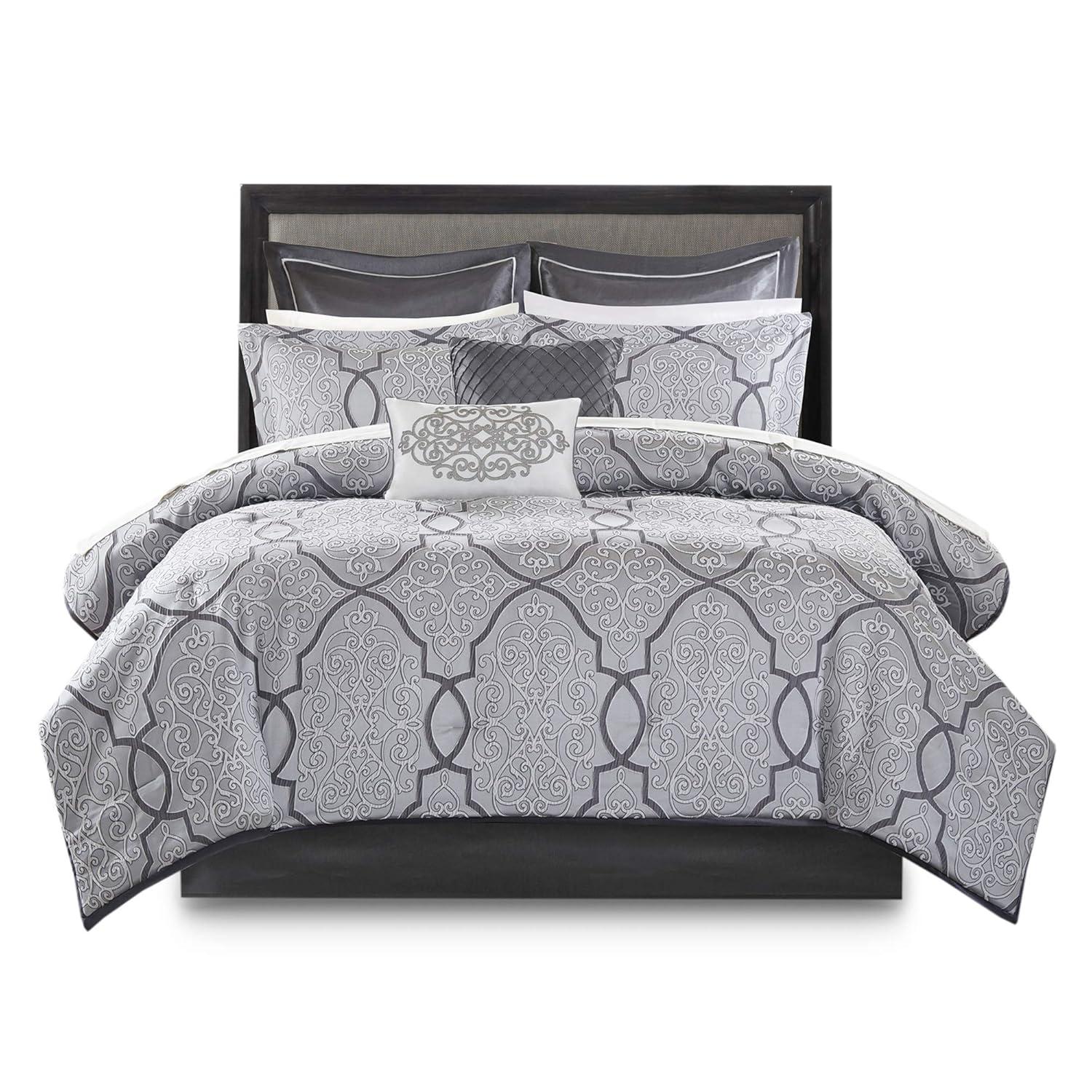 Madison Park Lavine 12 Piece Comforter Set with Cotton Bed Sheets