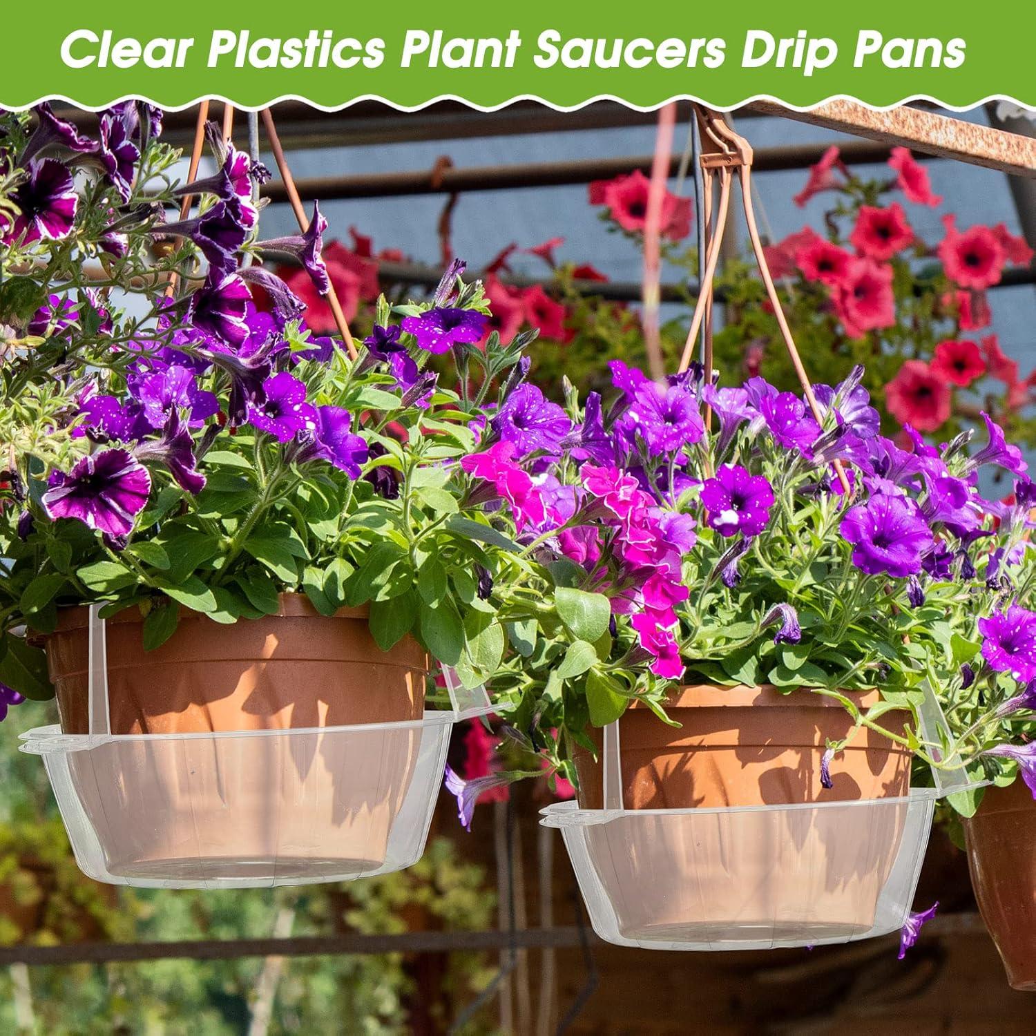 Arlmont & Co. 20 Pcs Hanging Plant Drip Trays Hanging Basket Water Catcher Plant Saucer Drip Pan Clear Plant Hangers For Hanging Planter Outdoor Indoor