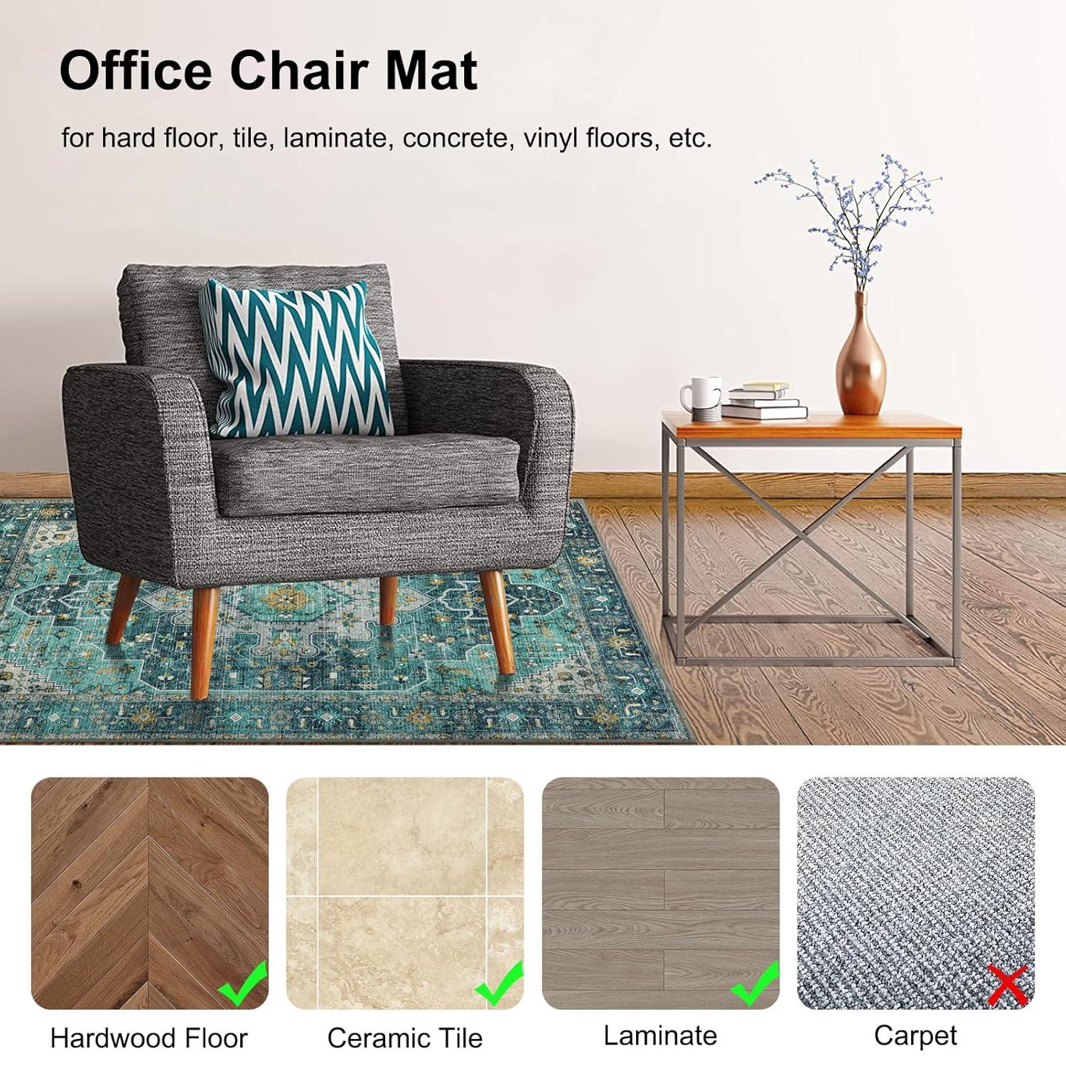 Anidaroel 36"x48" Chair Mat for Hardwood Floor/Tile Floor, Desk Chair Mats for Hard Floors, Under Desk Rug Protector for Rolling Chair, Computer Gaming Chair Mat, Low Pile Carpet Floor Mat