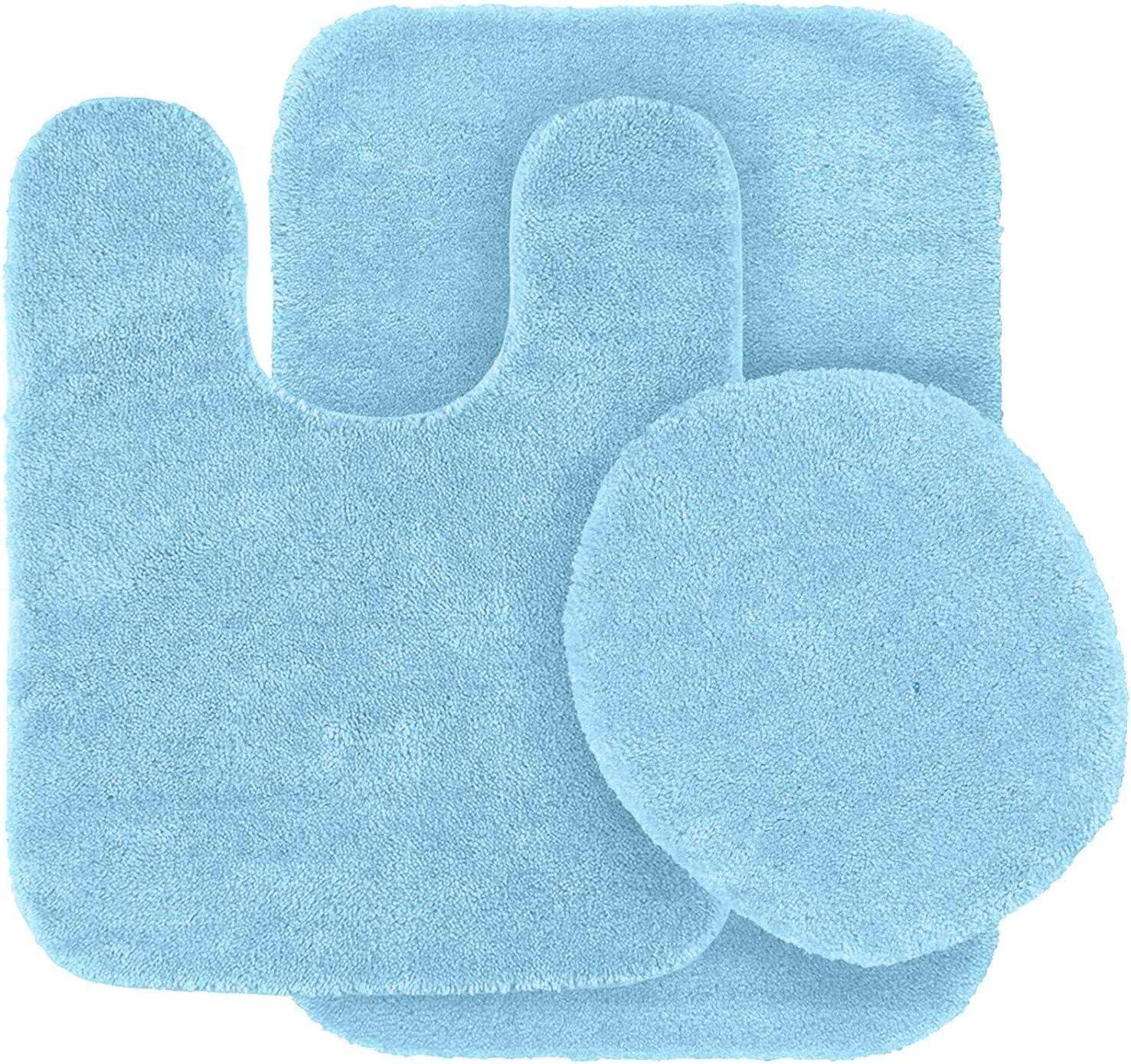 Bathroom Collection 3 Pieces Includes, 1 Contour Mat, 1 Lid Toilet Cover, 1 Bath Mat Anti-Slip With Rubber Backing #6 Lime green Solid Color