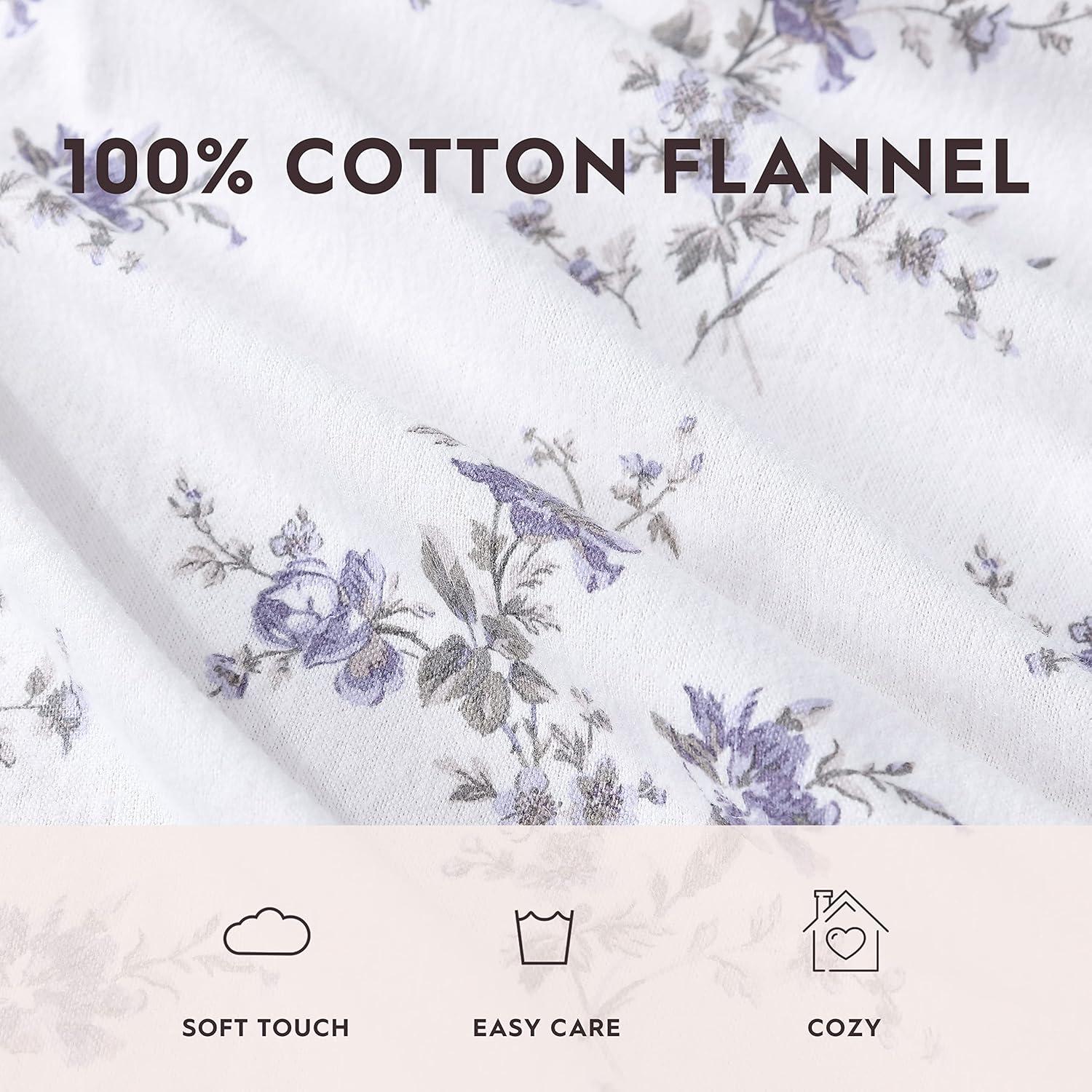 Jessika Floral Cotton Flannel Full Sheet Set